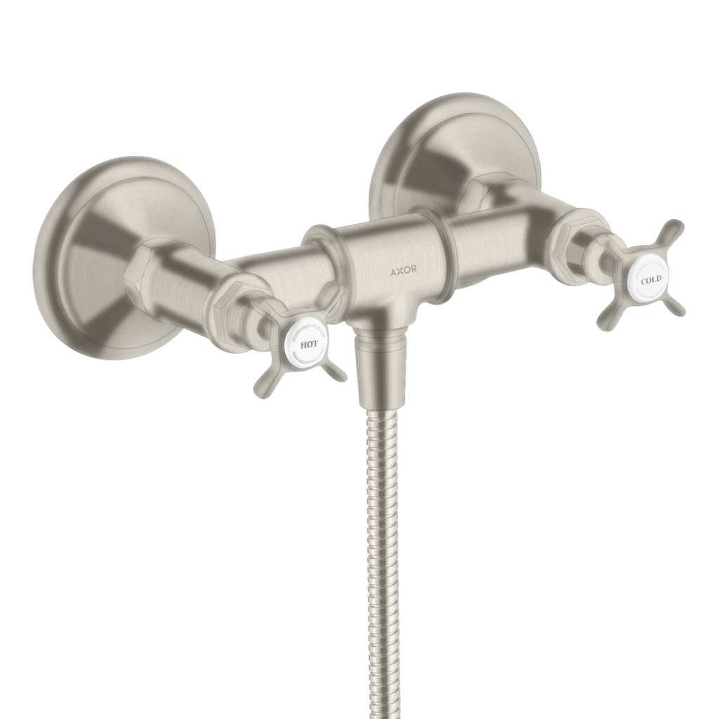 AXOR Montreux 2-Handle Shower Mixer Faucet with Cross Handles 170 cc from Brandt in Stainless Steel Optic finish