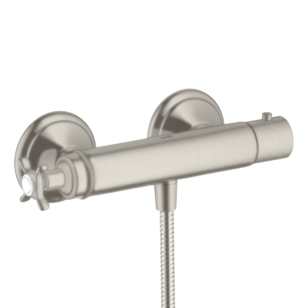 AXOR Montreux Cross Handle Shower Thermostat from Brandt in Stainless Steel Optic finish