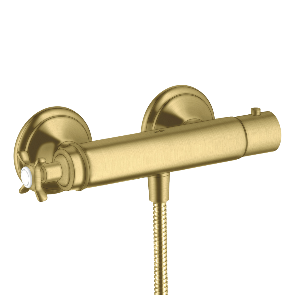 AXOR Montreux Cross Handle Shower Thermostat from Brandt in Brushed Brass finish
