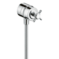 AXOR Montreux Wall Outlet Stop with Non-Return Valve, Shut-Off Valve and Cross Handle from Brandt in Chrome finish