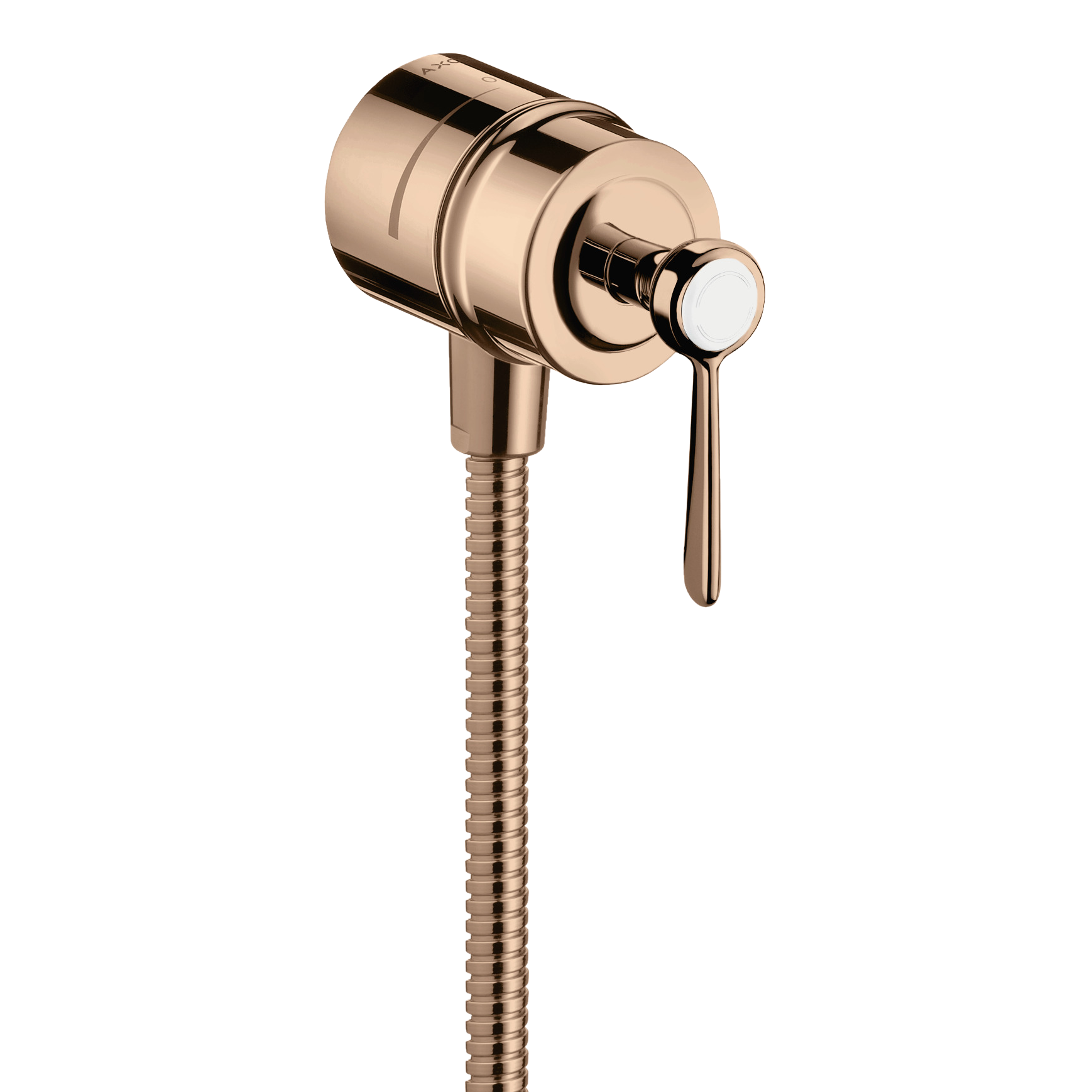 AXOR Montreux Wall Outlet Stop with Non-Return Valve, Shut-Off Valve and Lever Handles from Brandt in Polished Red Gold finish