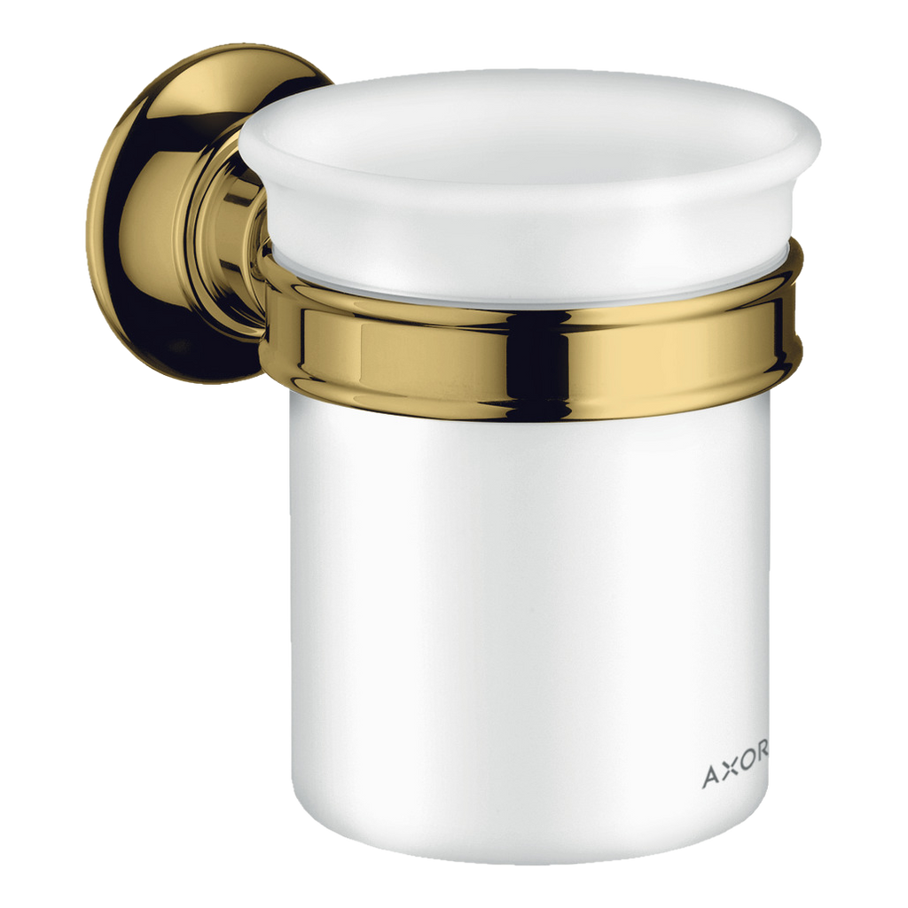 AXOR Montreux Toothbrush Tumbler from Brandt in Polished Gold Optic finish