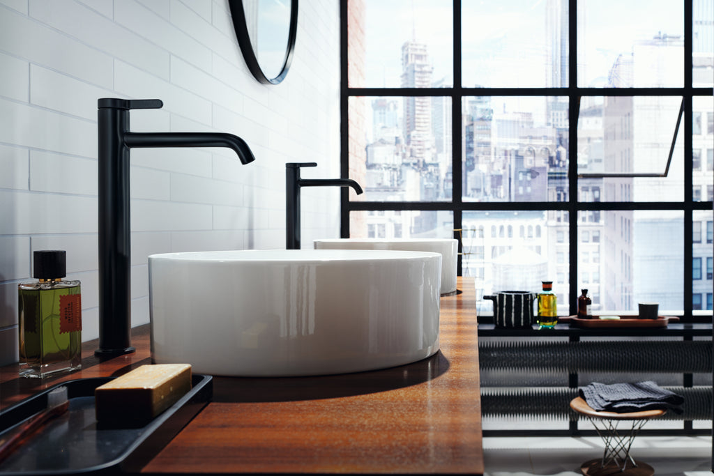 AXOR One Single Lever Handle Basin Mixer Faucet 260 with Open Waste Set from Brandt in Matt Black finish