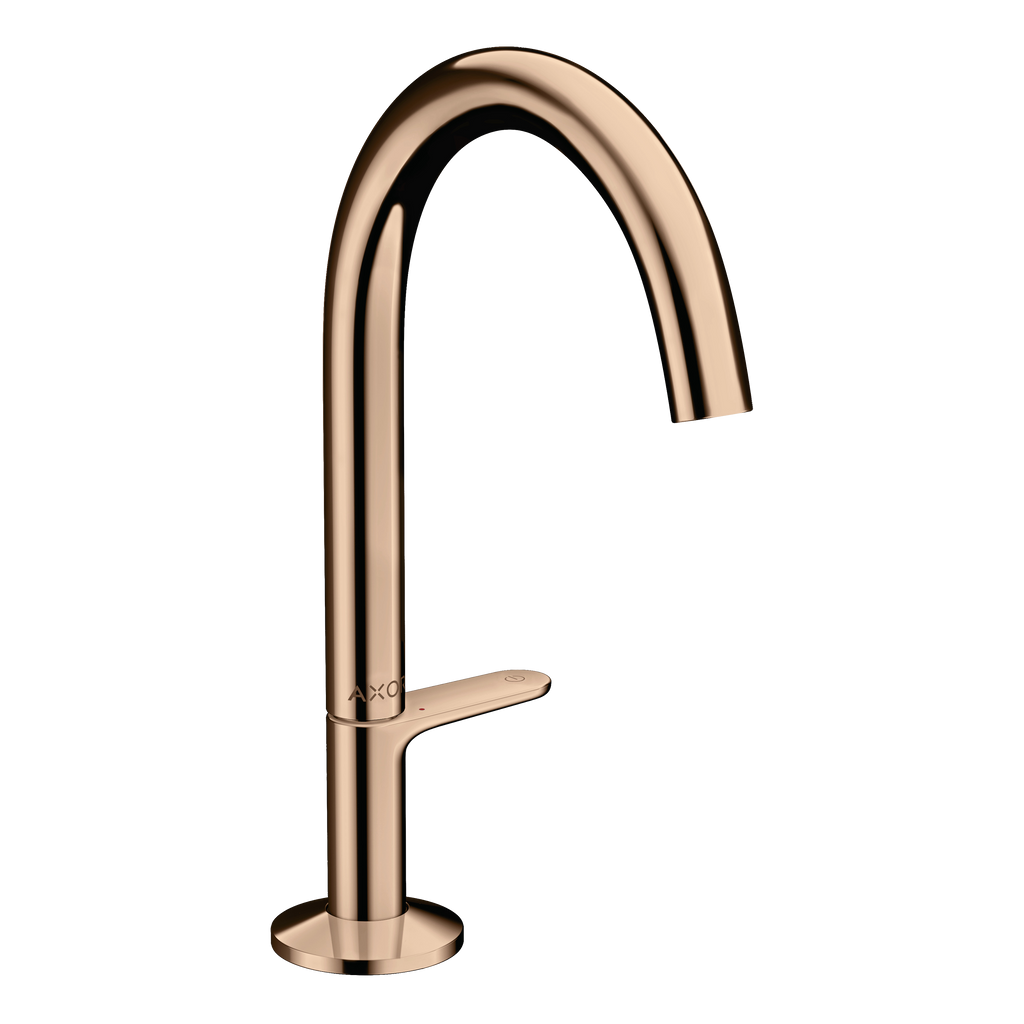 AXOR One Basin Mixer Faucet Select 170 with Push-Open Waste Set from Brandt in Polished Red Gold finish