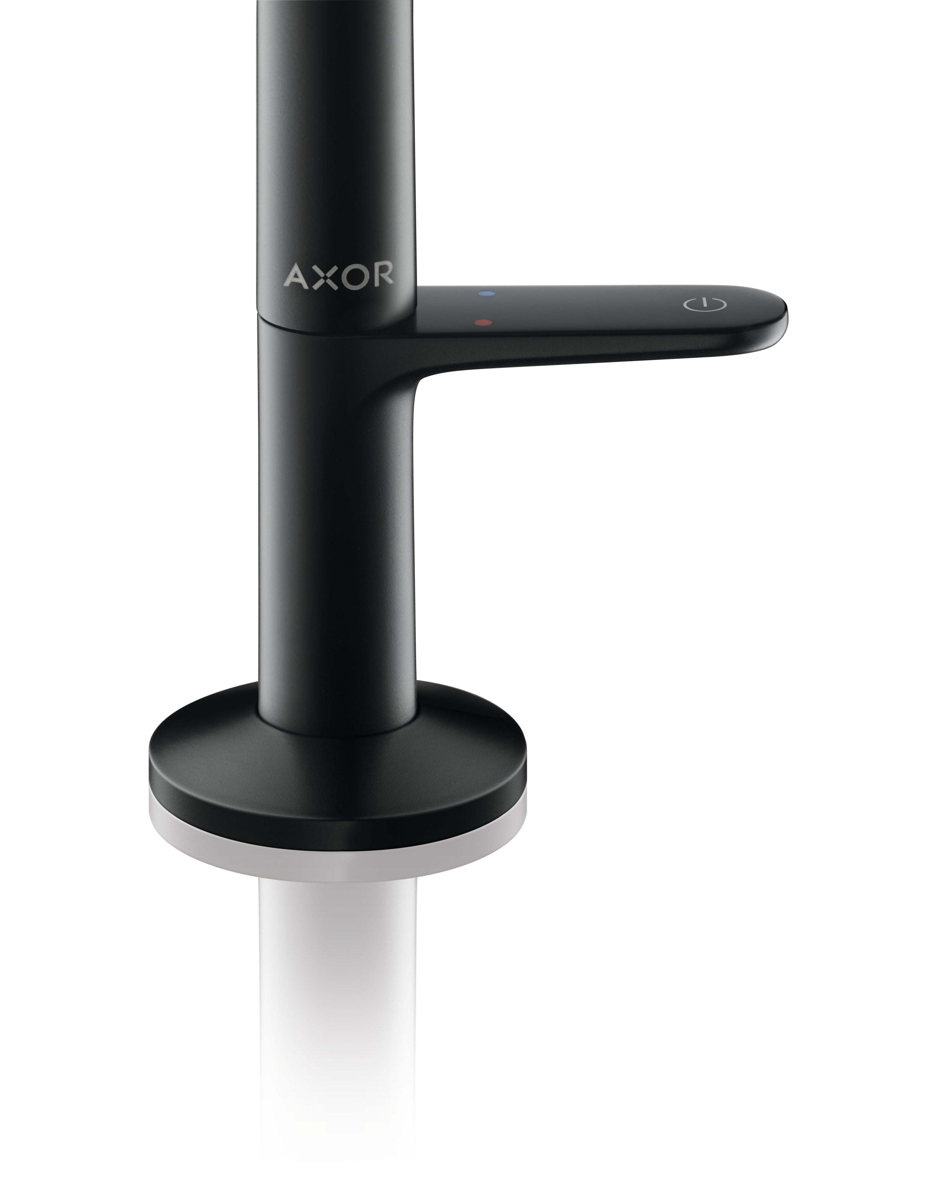 AXOR One Basin Mixer Faucet Select 170 with Push-Open Waste Set from Brandt in Matt Black finish