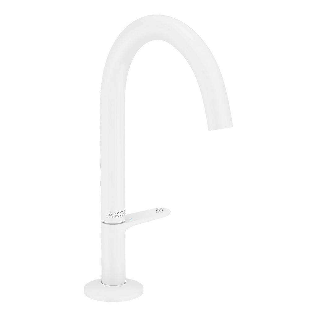 AXOR One Basin Mixer Faucet Select 170 with Push-Open Waste Set from Brandt in Matt White finish