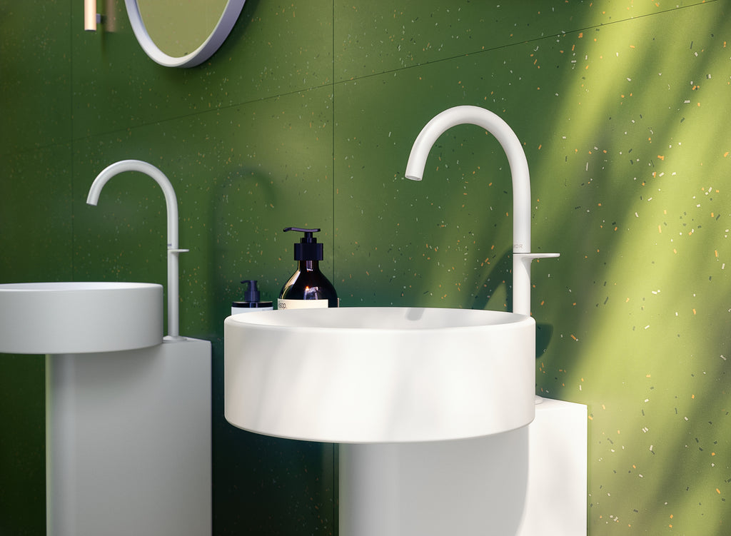 AXOR One Basin Mixer Faucet Select 260 with Push-Open Waste Set from Brandt in Matt White finish