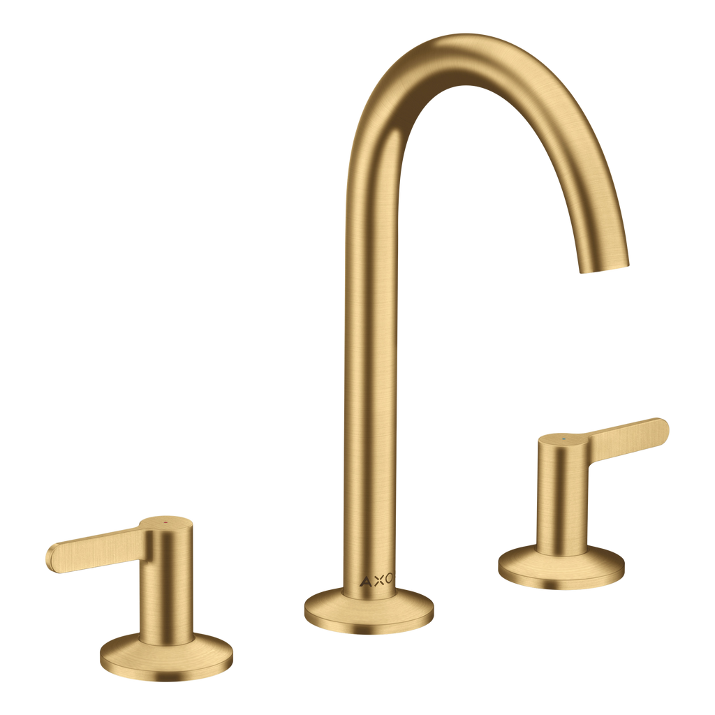 AXOR One 3-Hole Basin Mixer Faucet 170 with Push-Open Waste Set from Brandt in Brushed Gold Optic finish
