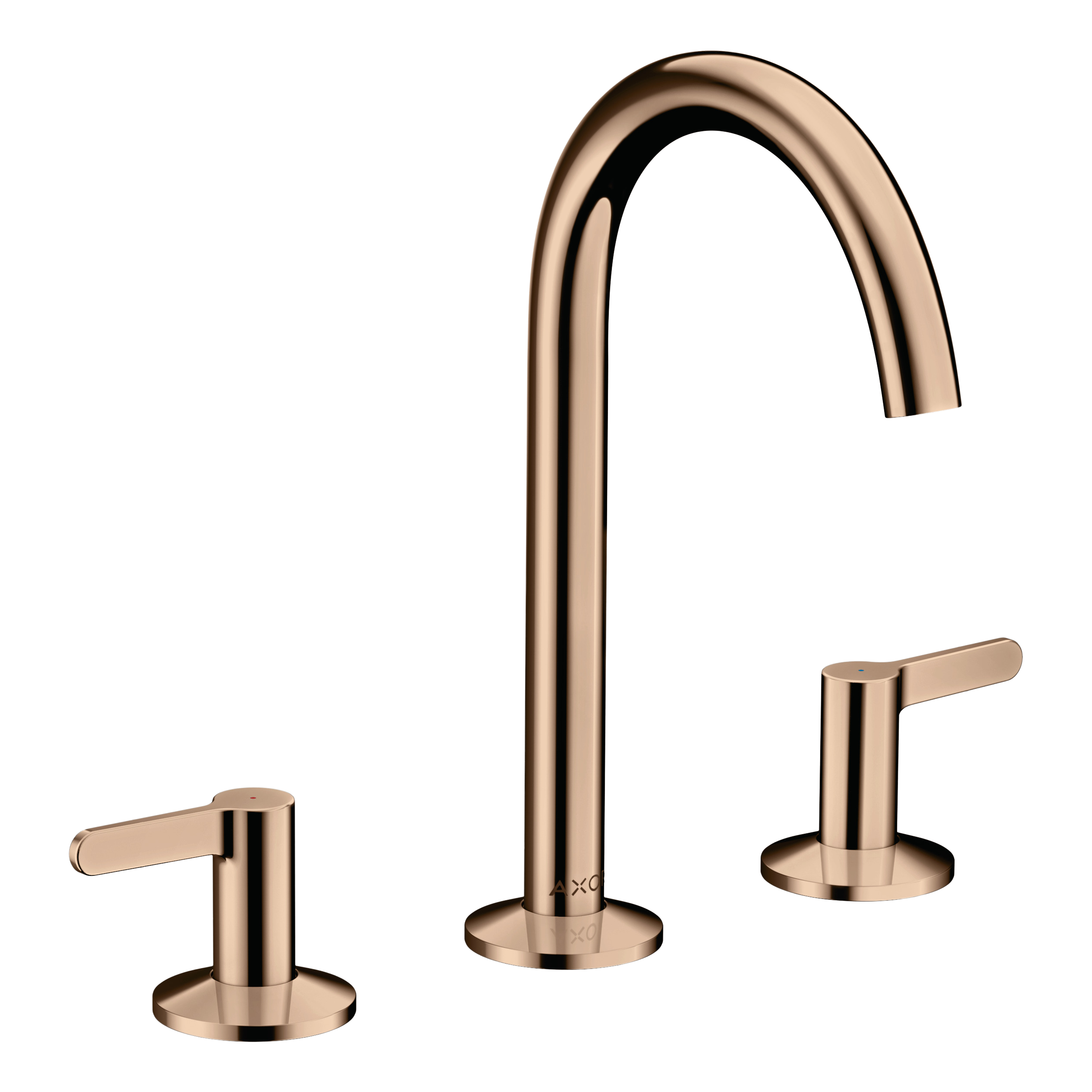 AXOR One 3-Hole Basin Mixer Faucet 170 with Push-Open Waste Set from Brandt in Polished Red Gold finish