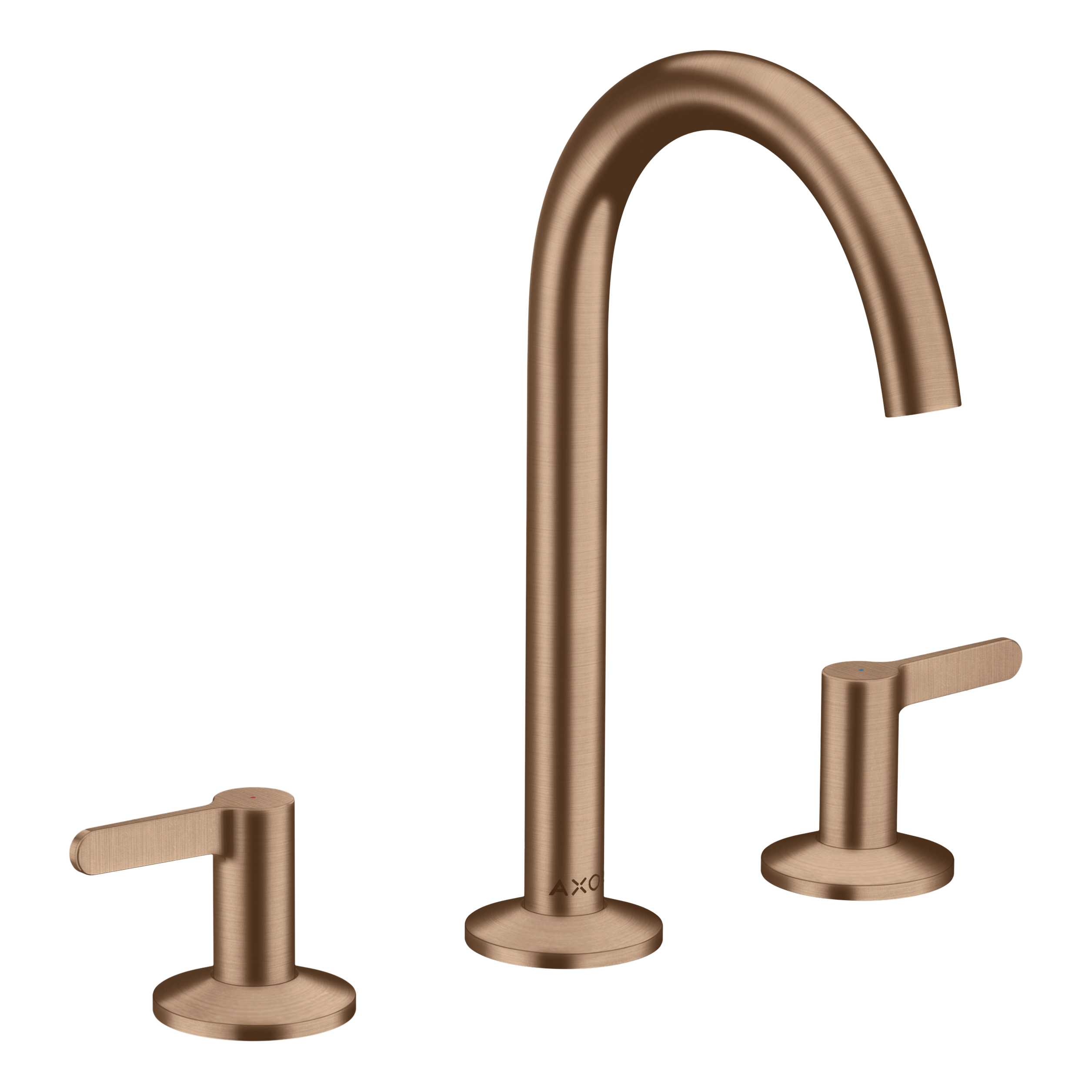 AXOR One 3-Hole Basin Mixer Faucet 170 with Push-Open Waste Set from Brandt in Brushed Red Gold finish