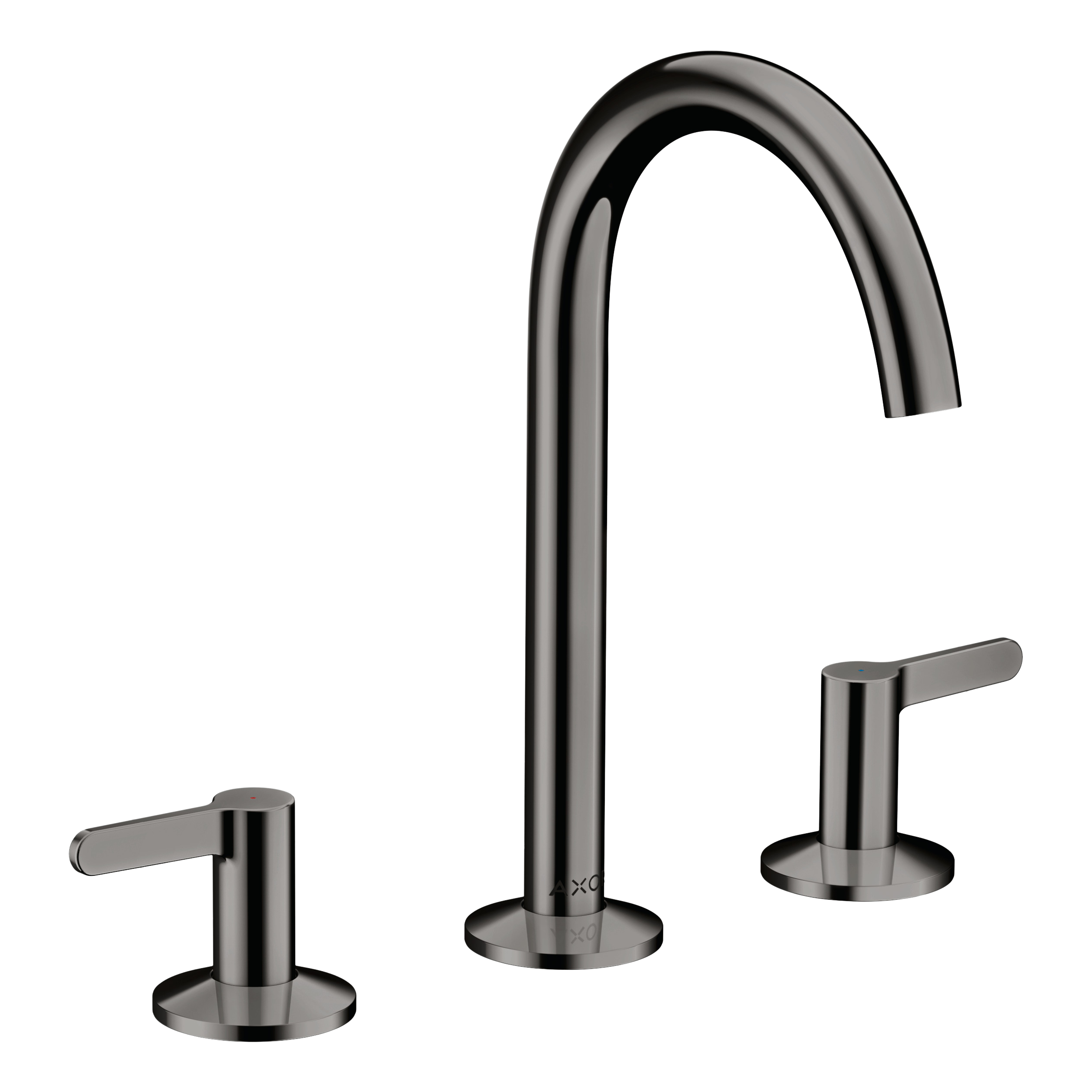 AXOR One 3-Hole Basin Mixer Faucet 170 with Push-Open Waste Set from Brandt in Polished Black Chrome finish