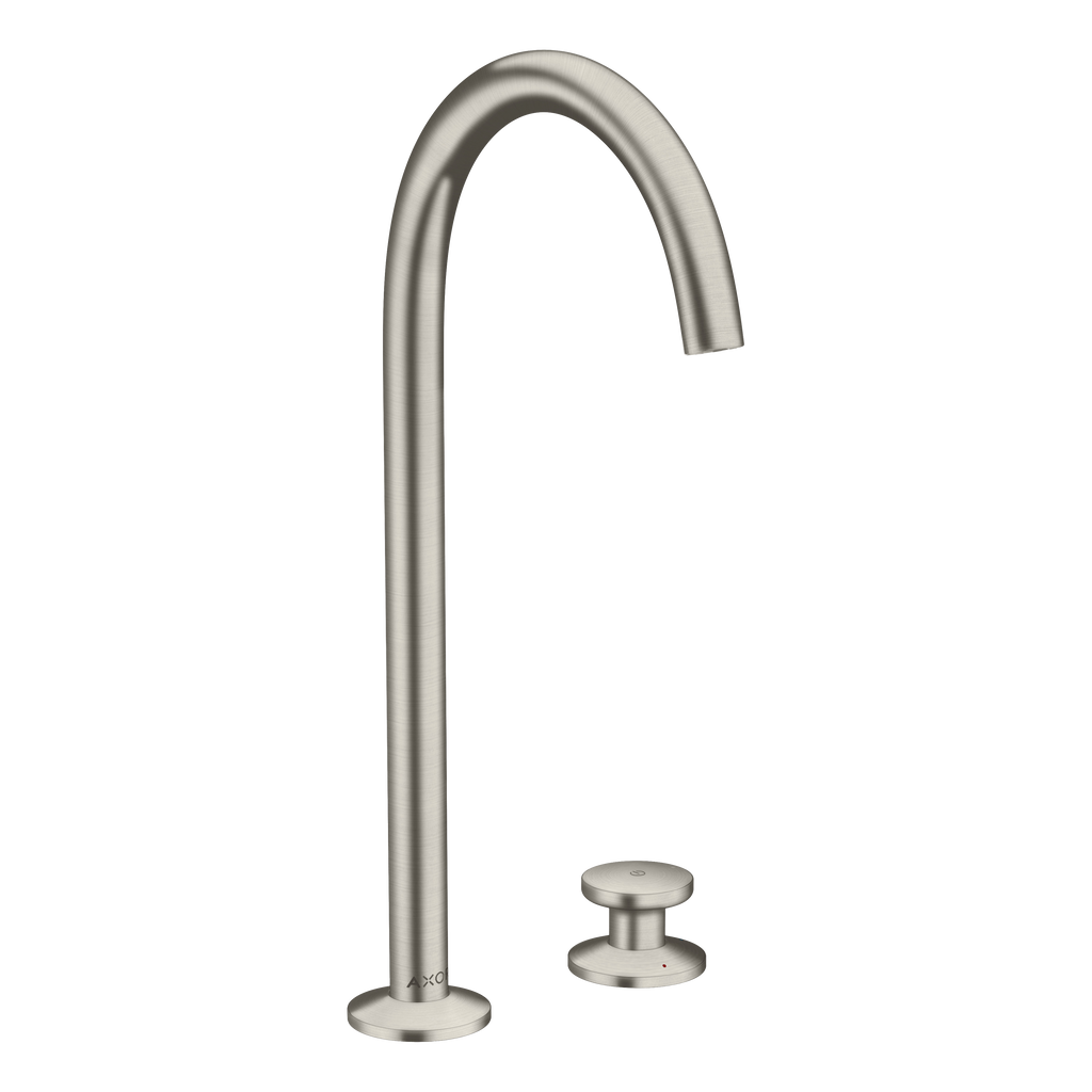 AXOR One 2-Hole Basin Mixer Faucet Select 260 with Push-Open Waste Set from Brandt in Stainless Steel Optic finish