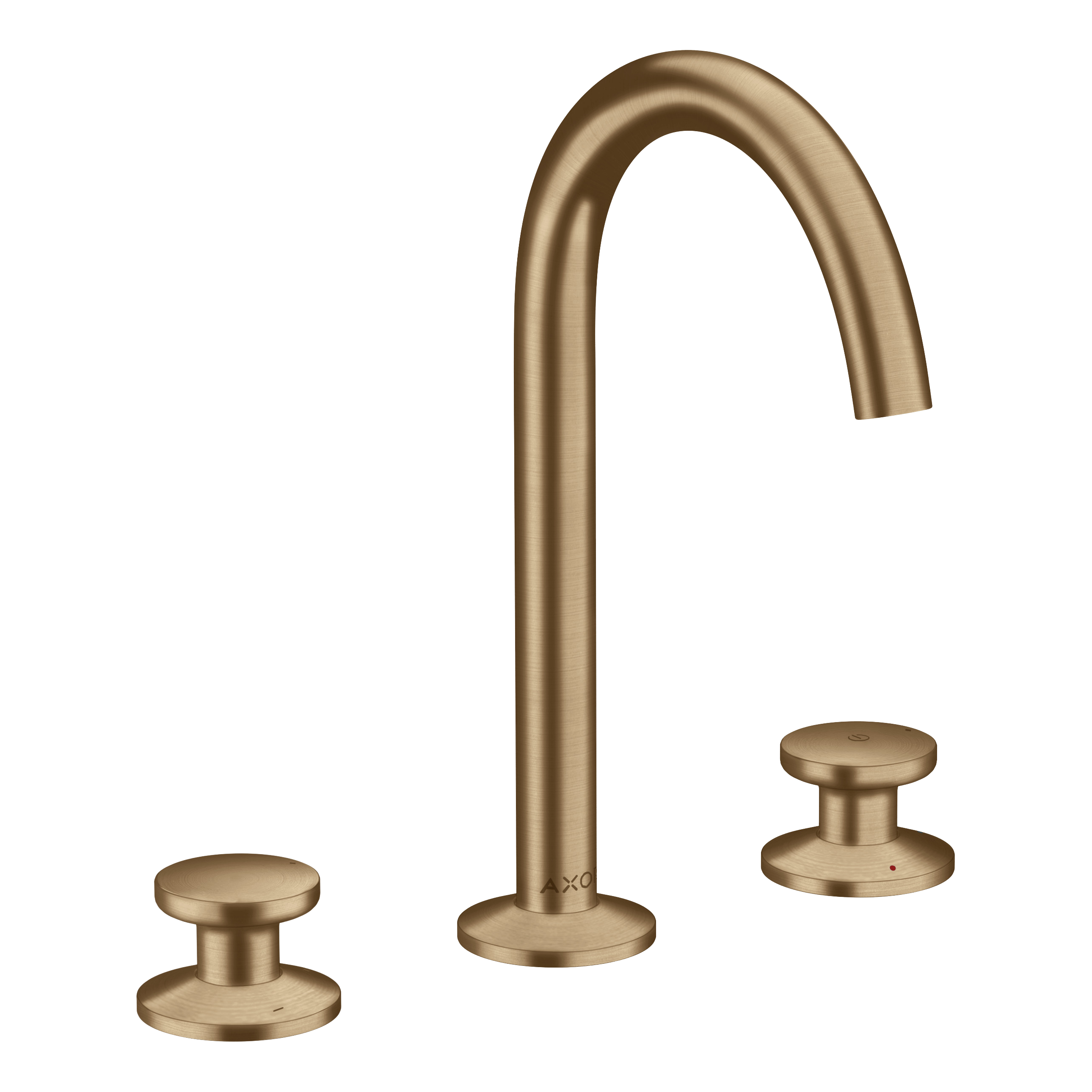 AXOR One 3-Hole Basin Mixer Faucet Select 170 with Push-Open Waste Set from Brandt in Brushed Bronze finish