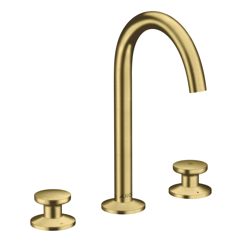 AXOR One 3-Hole Basin Mixer Faucet Select 170 with Push-Open Waste Set from Brandt in Brushed Brass finish