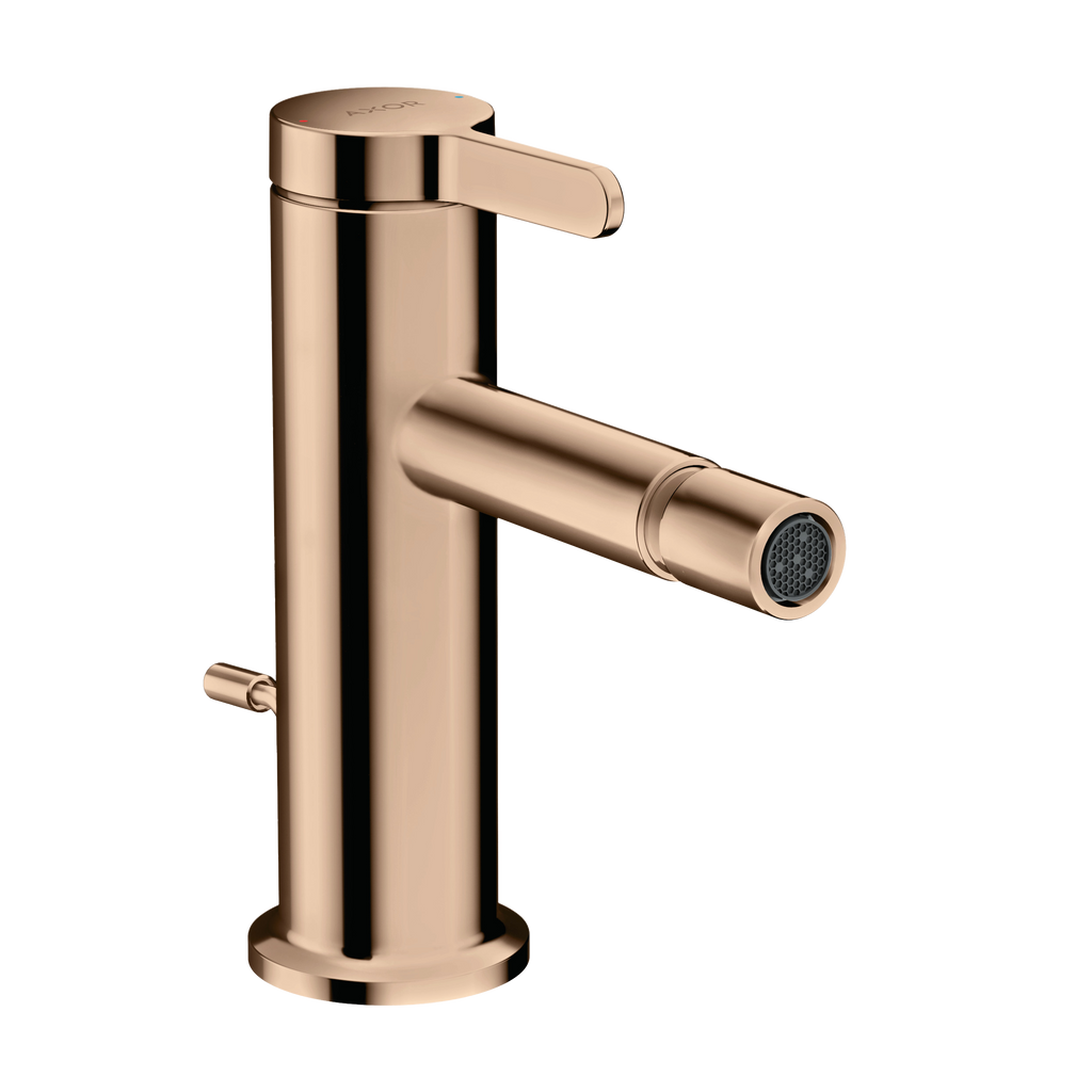 AXOR One Single Lever Handle Bidet Mixer Faucet with Pop-Up Waste from Brandt in Polished Red Gold finish