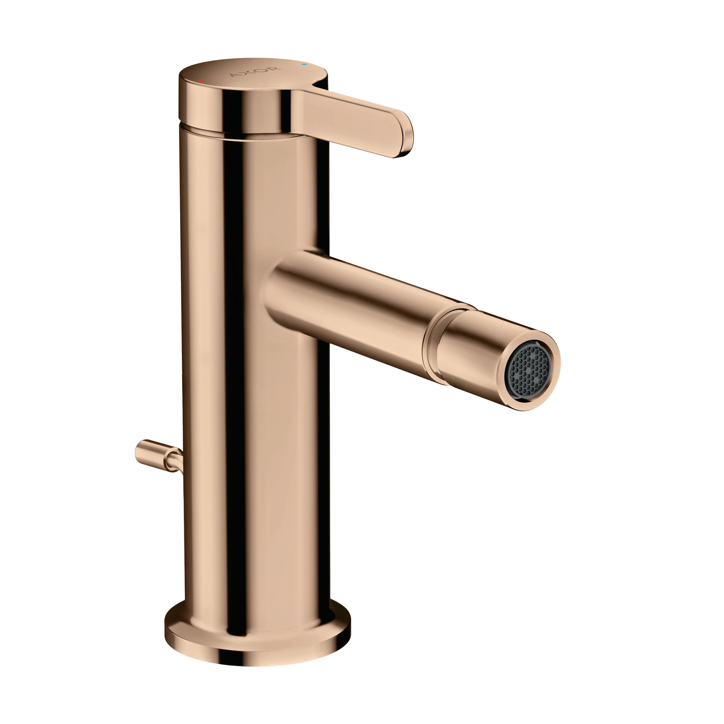 AXOR One Single Lever Handle Bidet Mixer Faucet with Pop-Up Waste from Brandt in Polished Red Gold finish