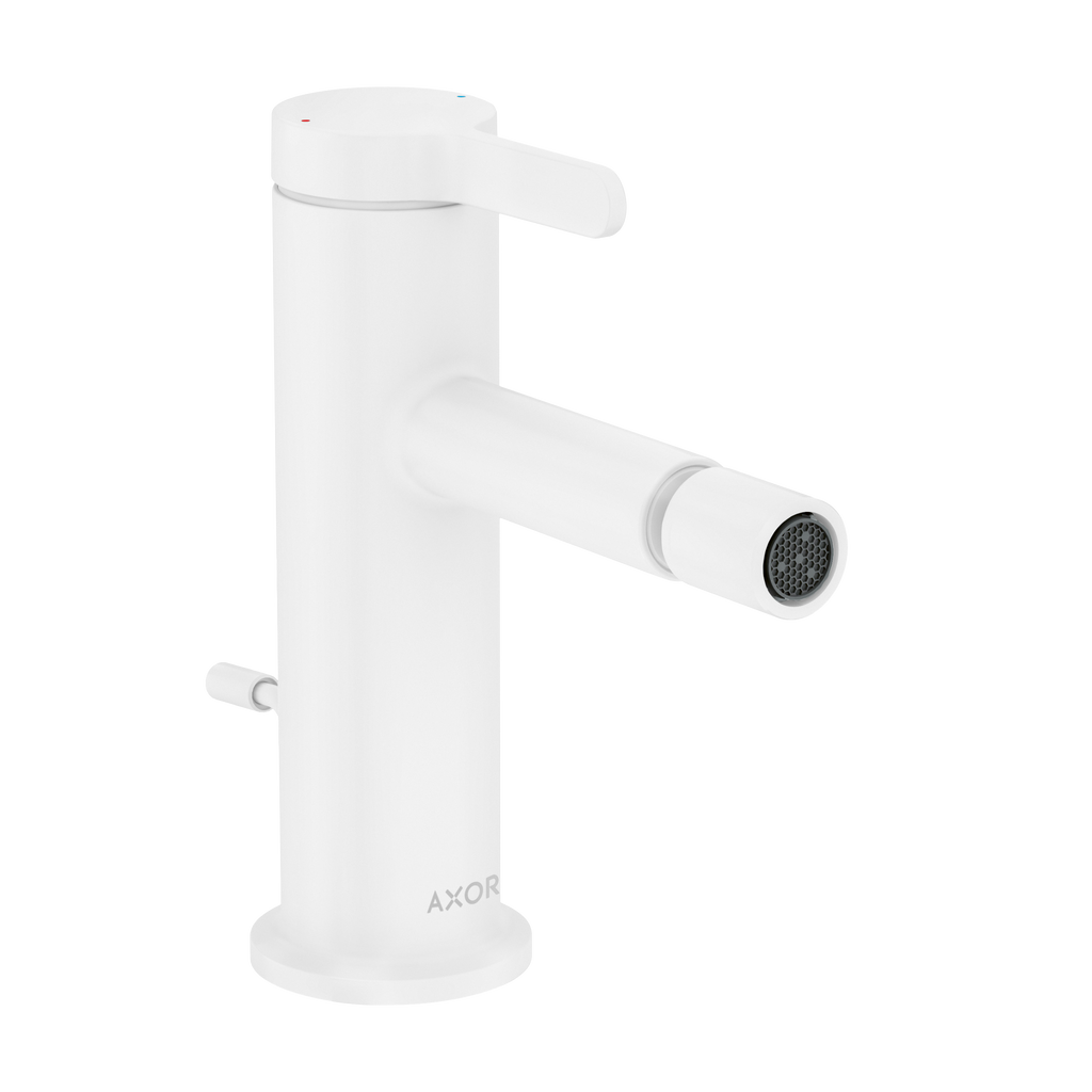 AXOR One Single Lever Handle Bidet Mixer Faucet with Pop-Up Waste from Brandt in Matt White finish