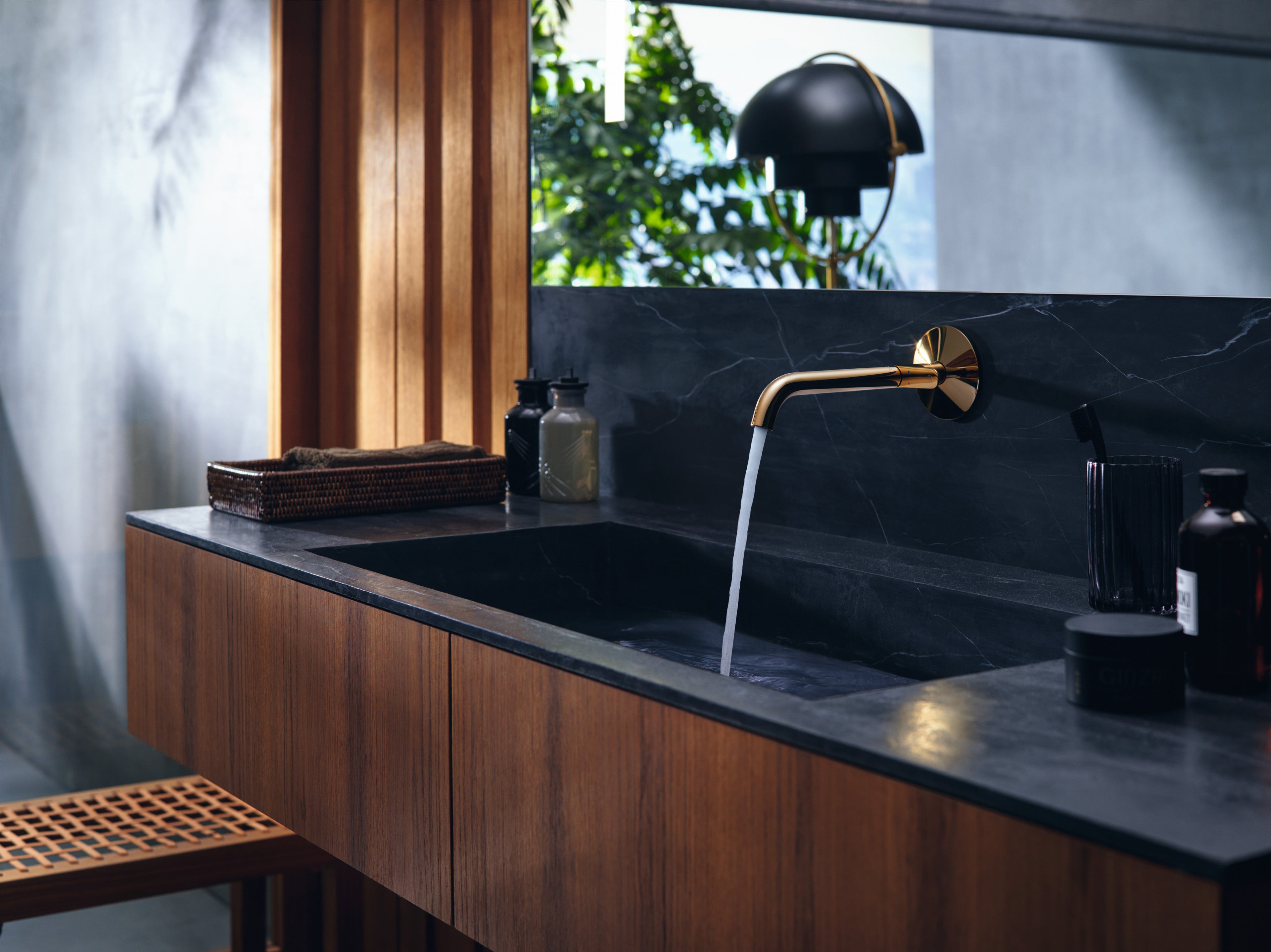 AXOR One Concealed Basin Mixer Faucet Select with 220 mm Spout from Brandt in Polished Gold Optic finish