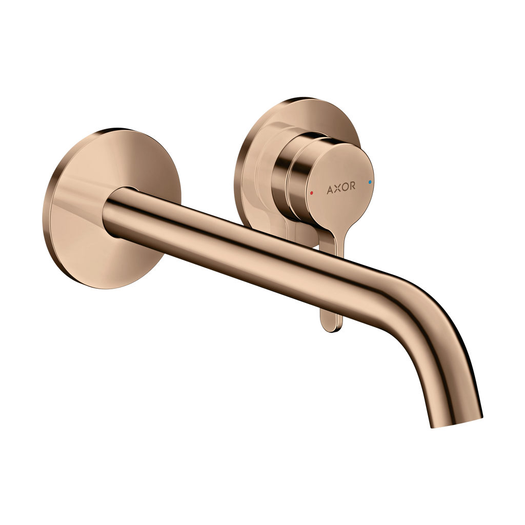 AXOR One Single Lever Handle Concealed Basin Mixer Faucet for 2-Hole Installation with 220 mm Spout from Brandt in Polished Red Gold finish