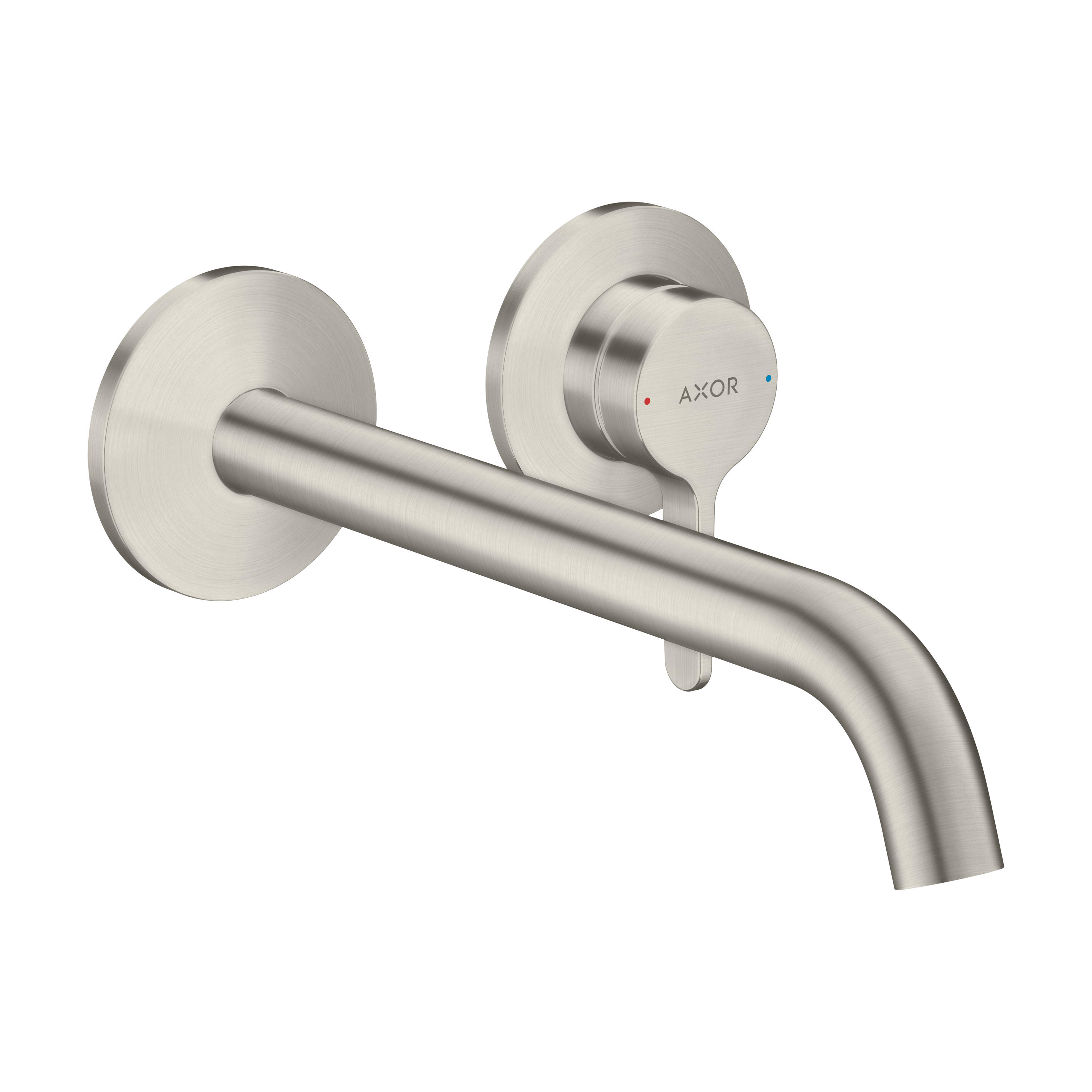 AXOR One Single Lever Handle Concealed Basin Mixer Faucet for 2-Hole Installation with 220 mm Spout from Brandt in Stainless Steel Optic finish