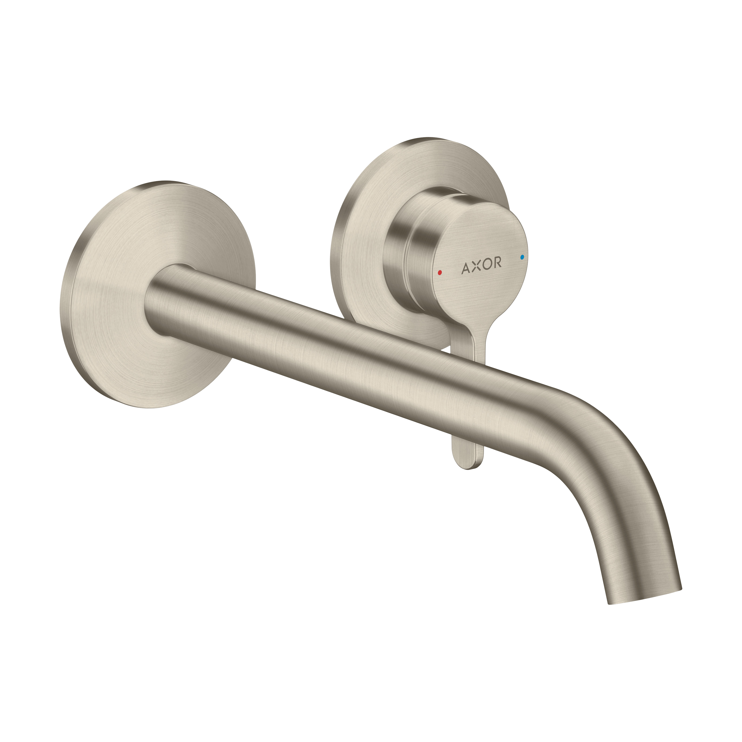AXOR One Single Lever Handle Concealed Basin Mixer Faucet for 2-Hole Installation with 220 mm Spout from Brandt in Brushed Nickel finish