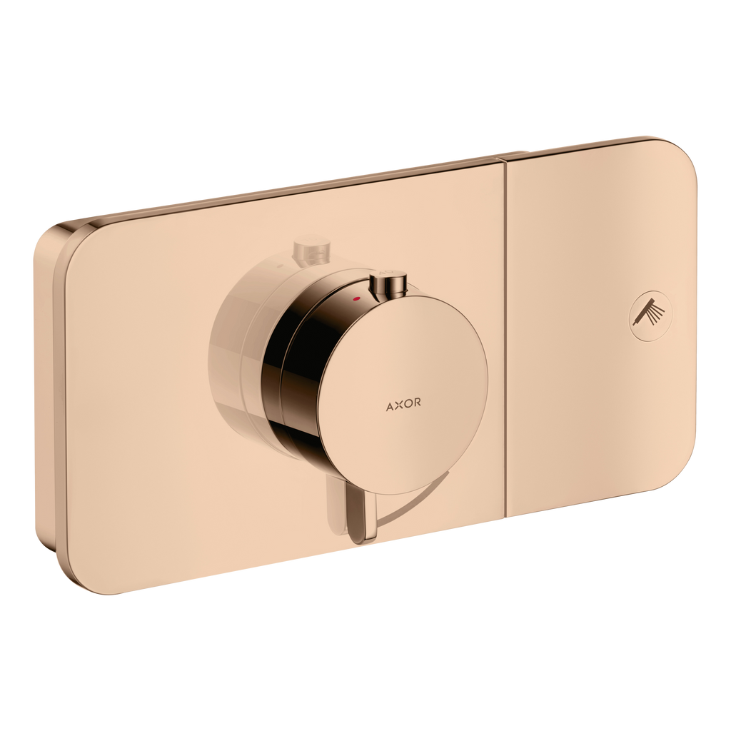 AXOR One Concealed Shower Thermostat with 1 Outlet from Brandt in Polished Red Gold finish