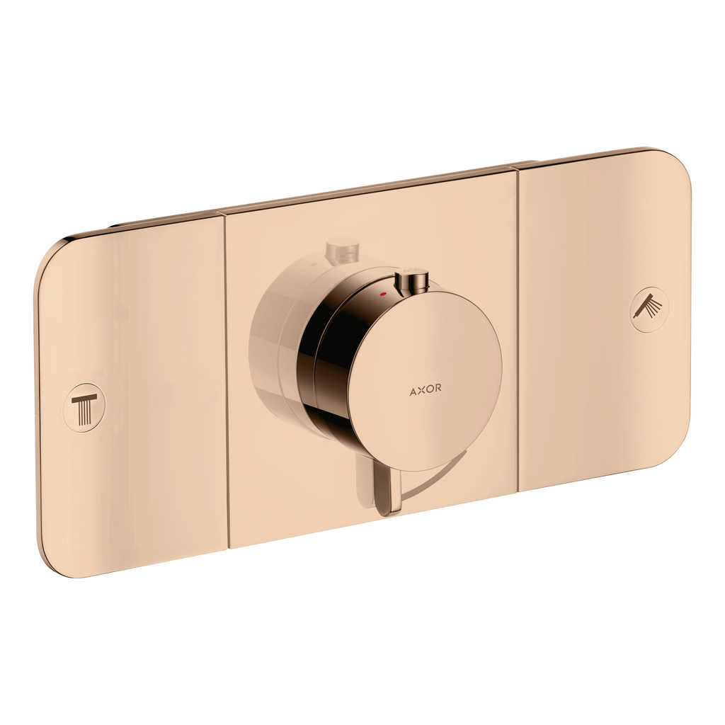 AXOR One Concealed Shower Thermostat with 2 Outlets from Brandt in Polished Red Gold finish