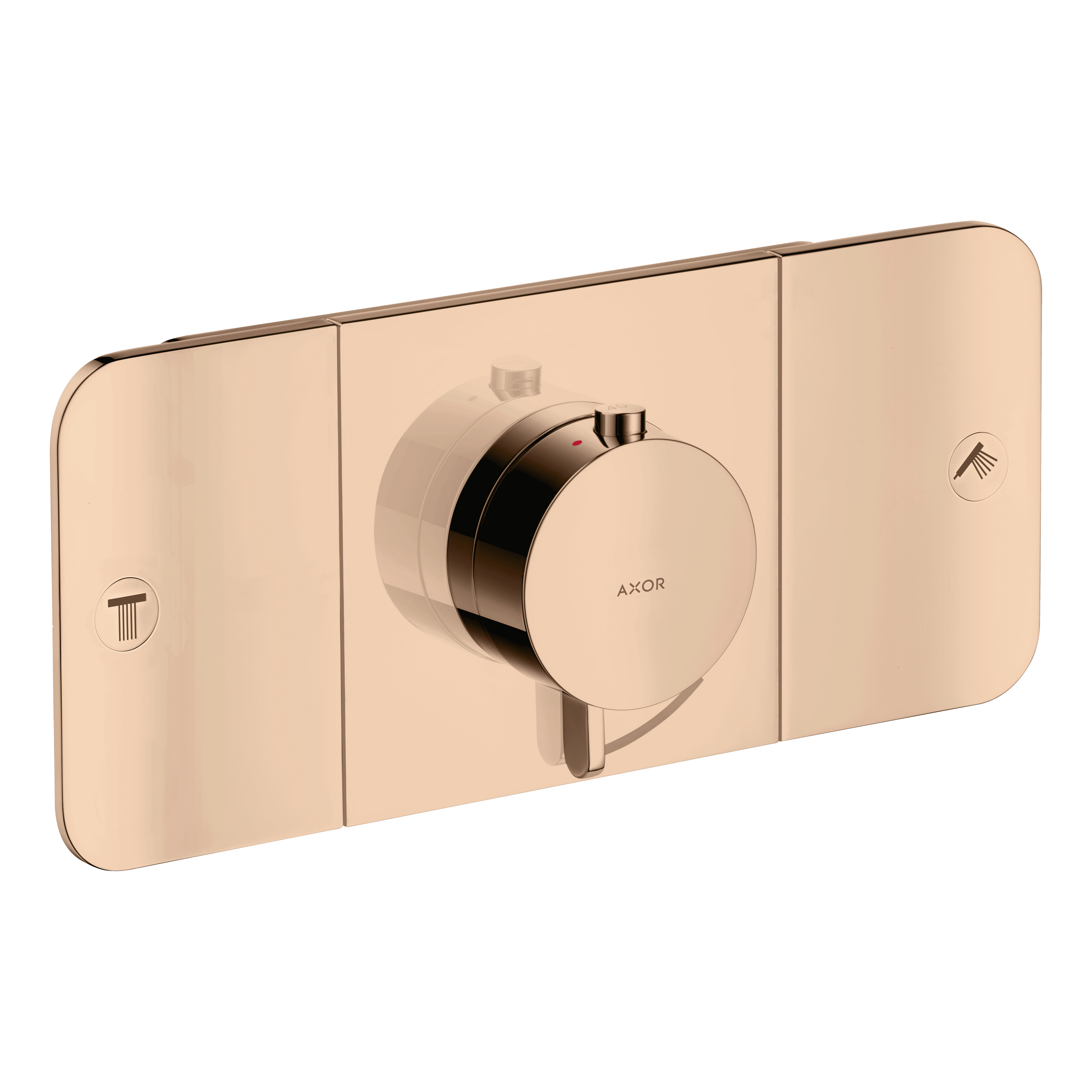 AXOR One Concealed Shower Thermostat with 2 Outlets from Brandt in Polished Red Gold finish