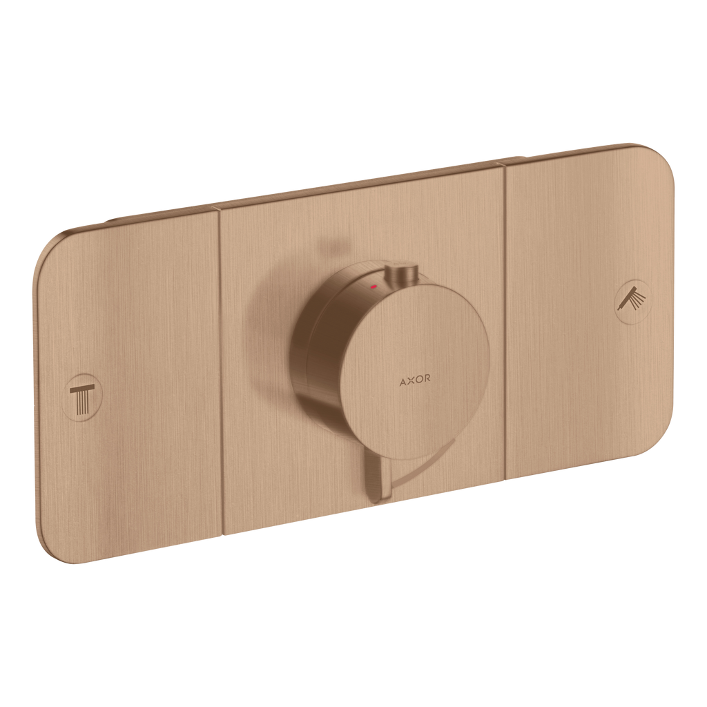 AXOR One Concealed Shower Thermostat with 2 Outlets from Brandt in Brushed Red Gold finish