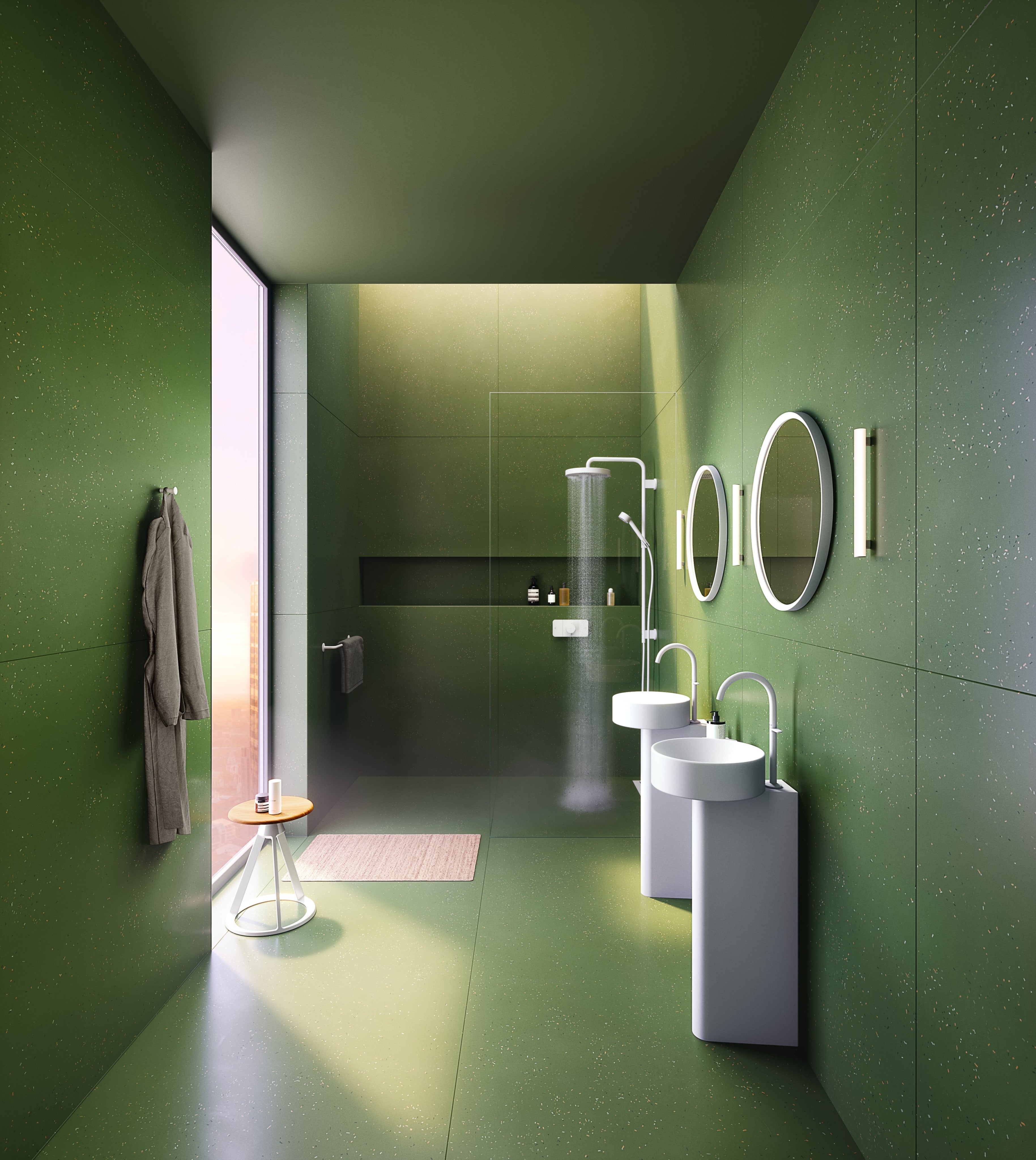 AXOR One Concealed Shower Thermostat with 2 Outlets from Brandt in Matt White finish