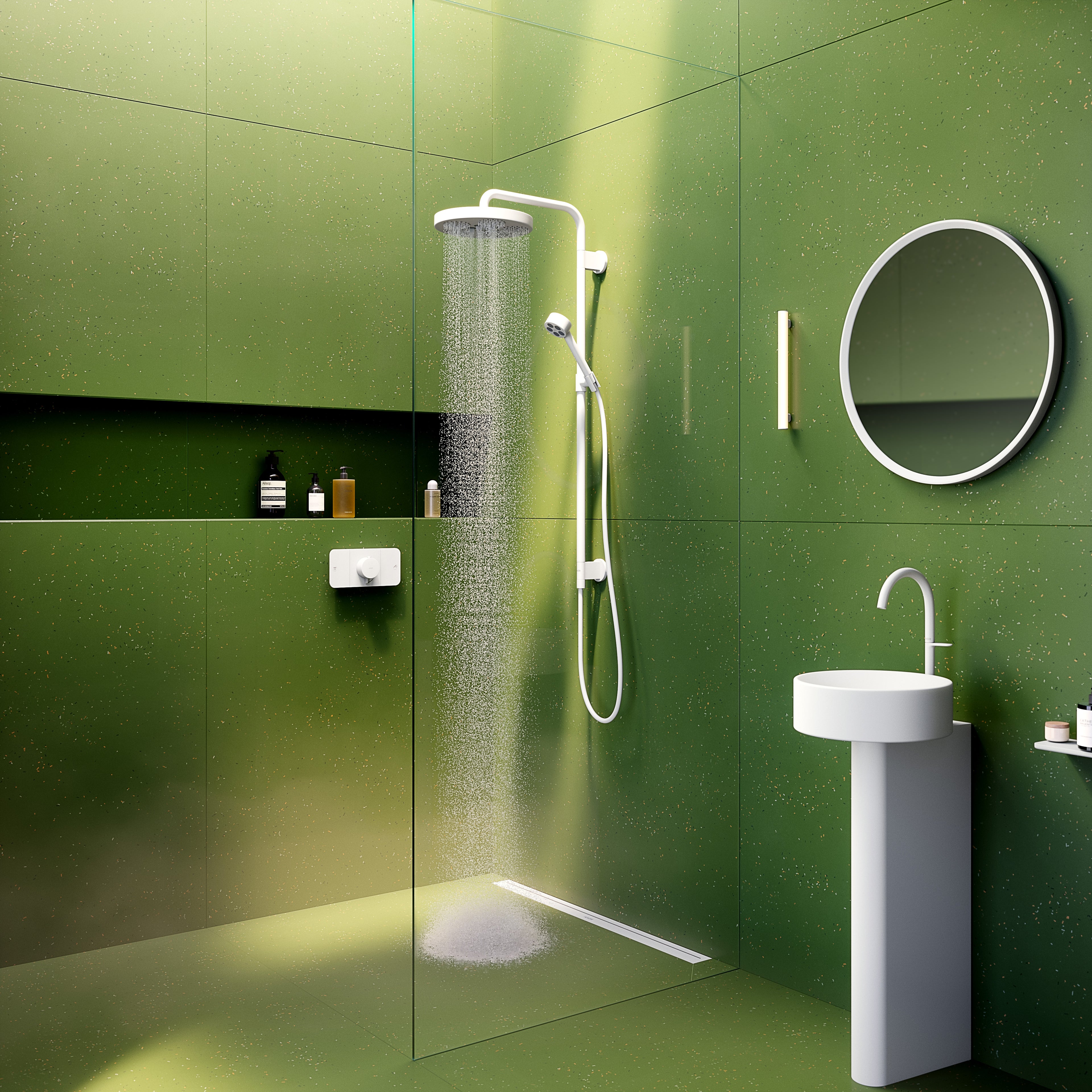 AXOR One Concealed Shower Thermostat with 2 Outlets from Brandt in Matt White finish