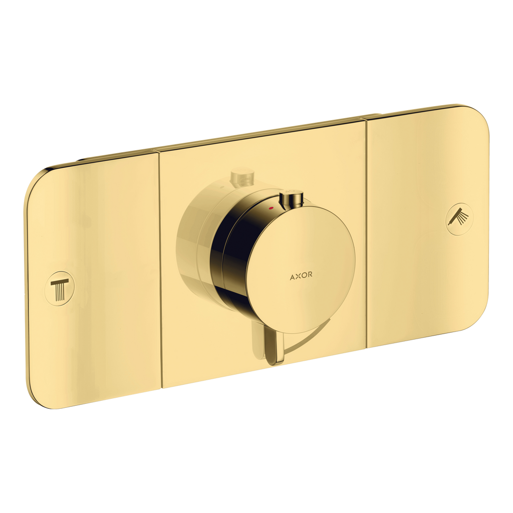AXOR One Concealed Shower Thermostat with 2 Outlets from Brandt in Polished Gold Optic finish