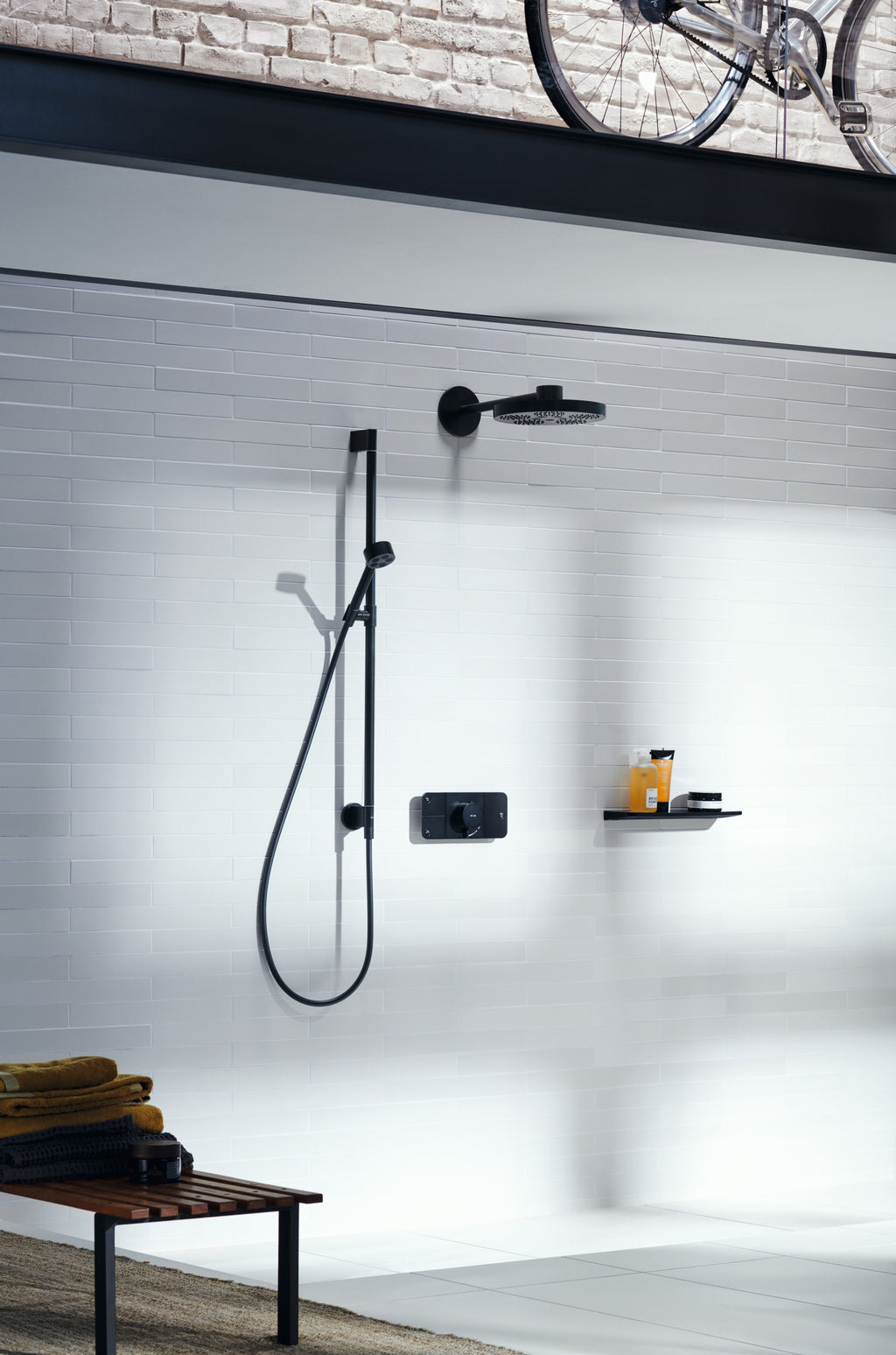 AXOR One Concealed Shower Thermostat with 3 Outlets from Brandt in Matt Black finish