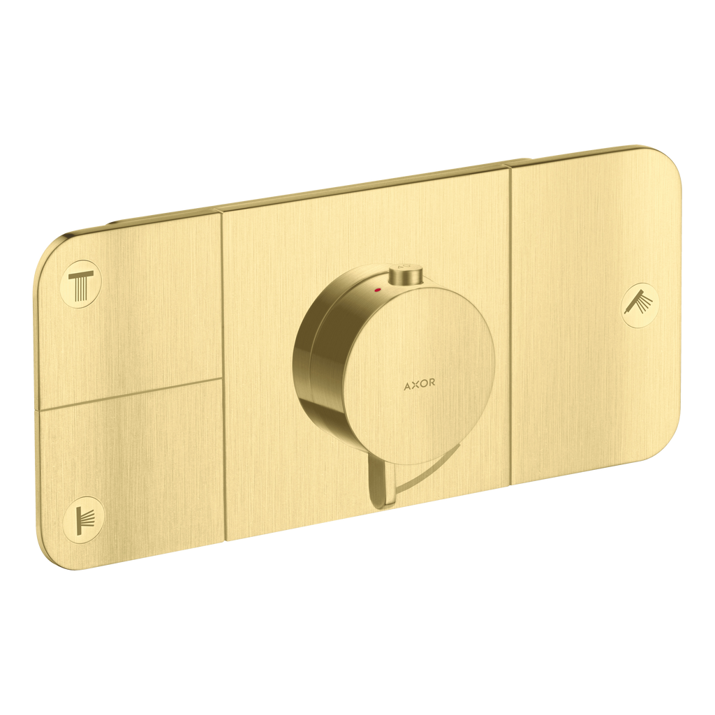 AXOR One Concealed Shower Thermostat with 3 Outlets from Brandt in Brushed Brass finish