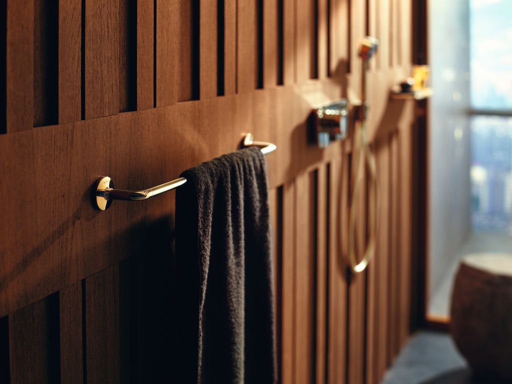 AXOR One Concealed Shower Thermostat with 3 Outlets from Brandt in Polished Gold Optic finish