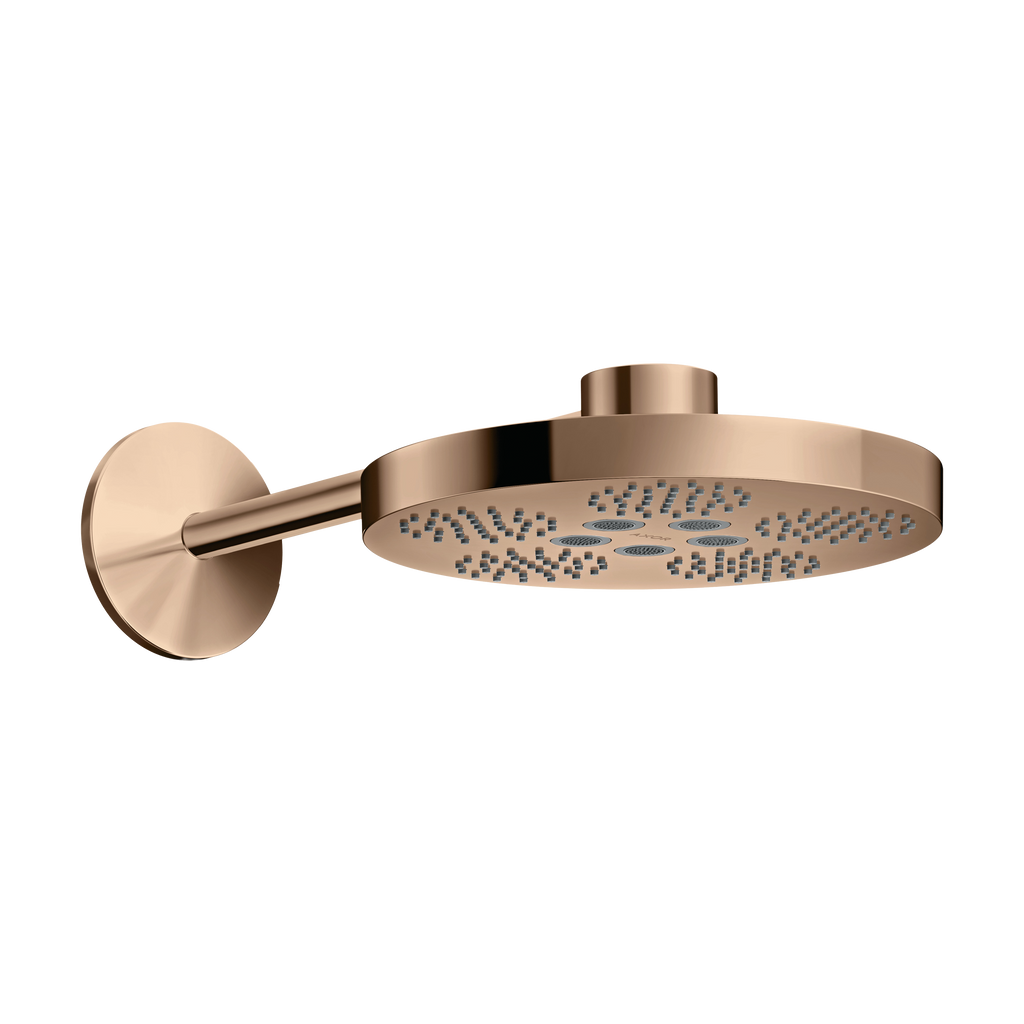 AXOR One Overhead Shower 280 2jet with Shower Arm from Brandt in Polished Red Gold finish
