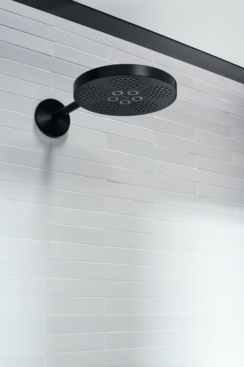 AXOR One Overhead Shower 280 2jet with Shower Arm from Brandt in Matt Black finish