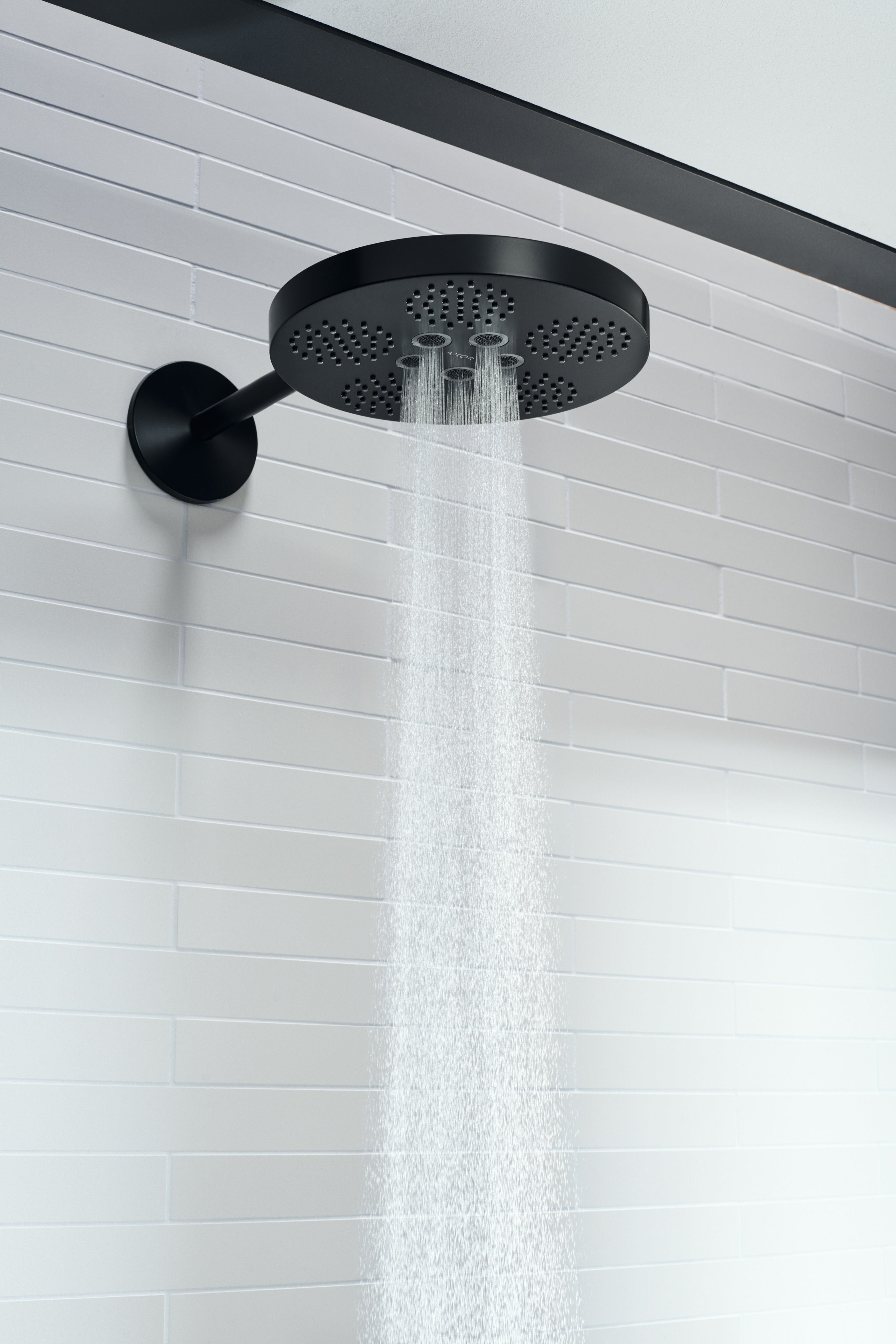 AXOR One Overhead Shower 280 2jet with Shower Arm from Brandt in Matt Black finish