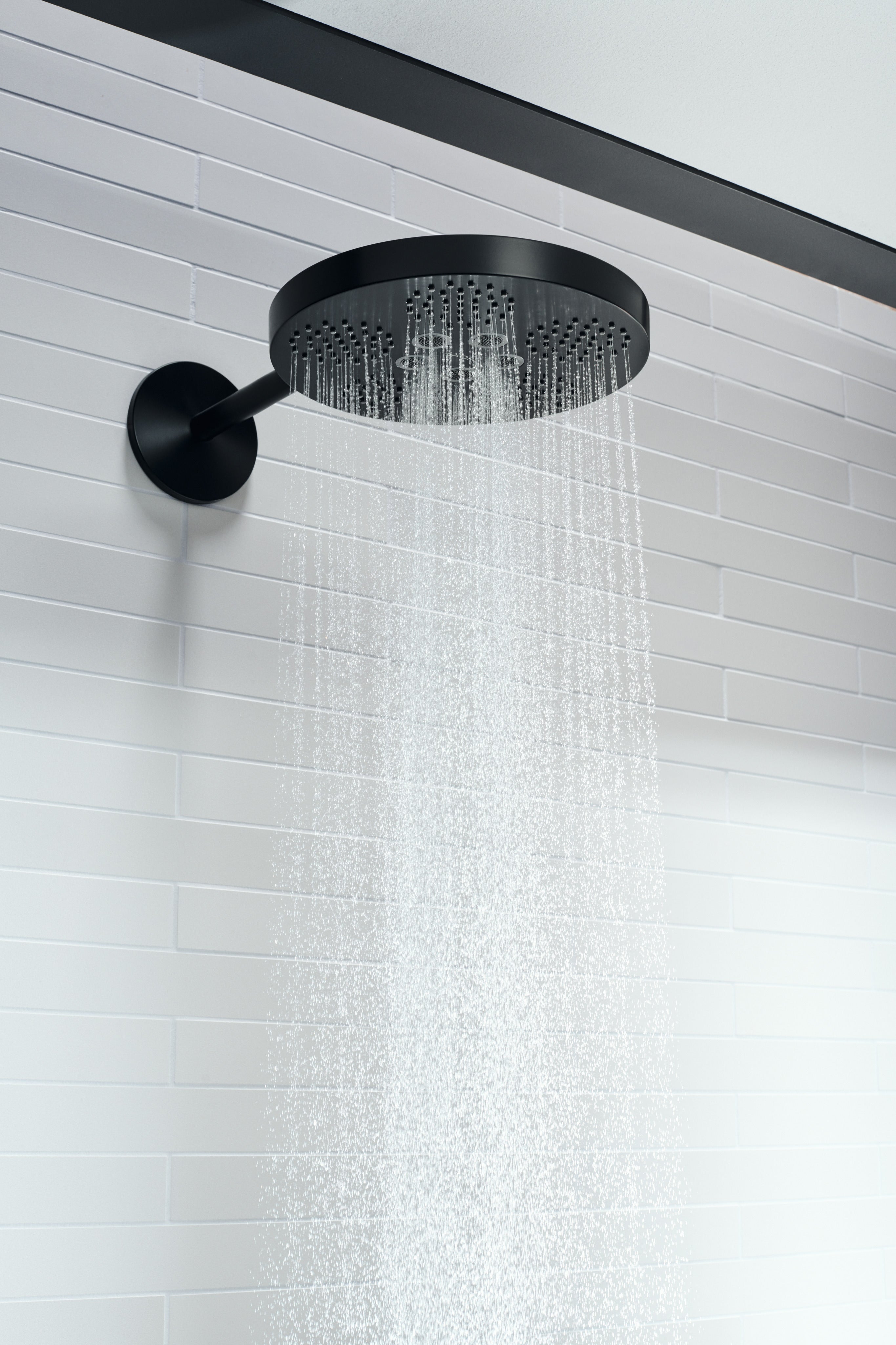 AXOR One Overhead Shower 280 2jet with Shower Arm from Brandt in Matt Black finish