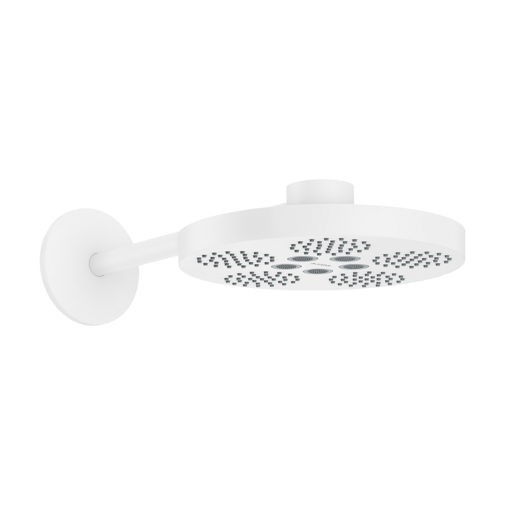 AXOR One Overhead Shower 280 2jet with Shower Arm from Brandt in Matt White finish