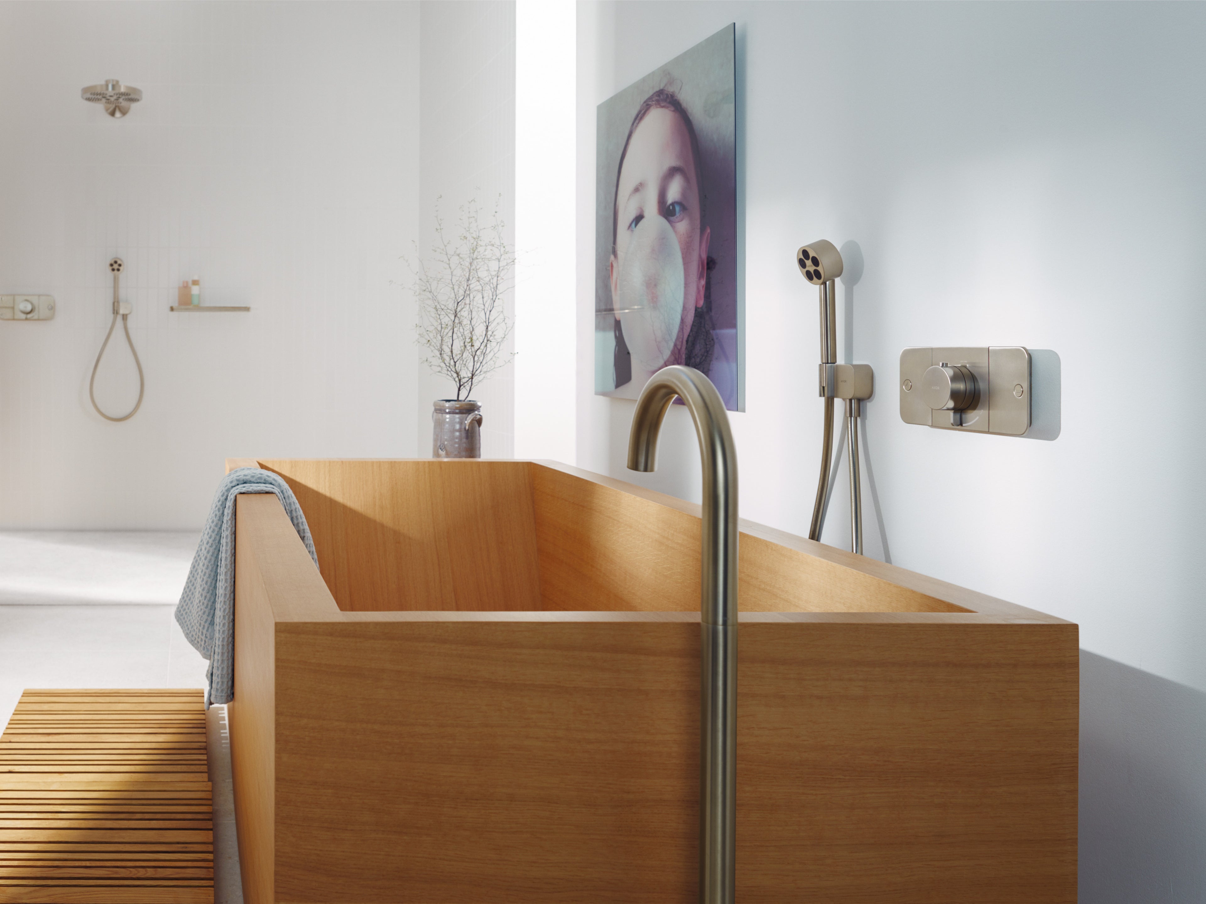AXOR One Overhead Shower 280 2jet with Shower Arm from Brandt in Brushed Nickel finish