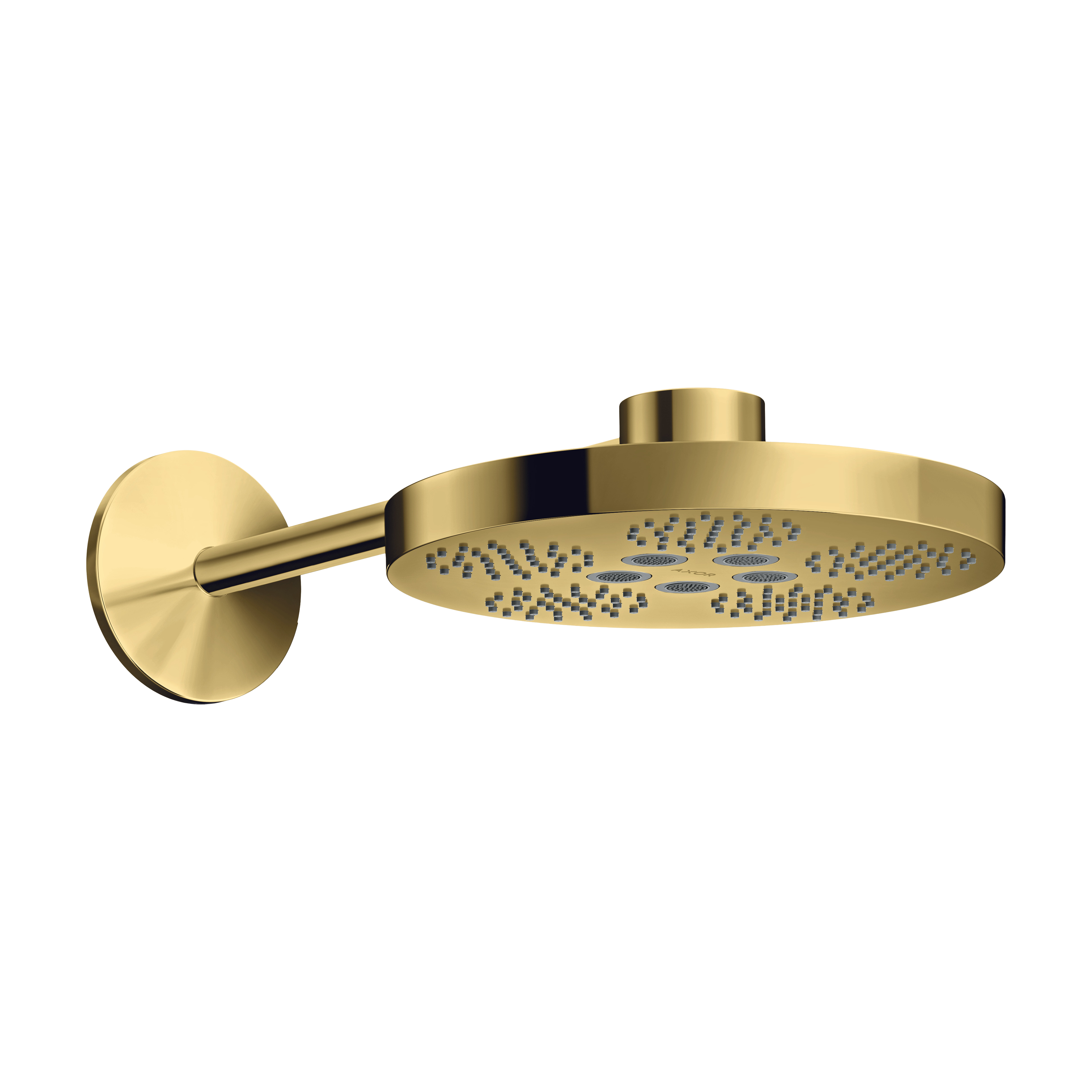 AXOR One Overhead Shower 280 2jet with Shower Arm from Brandt in Polished Gold Optic finish