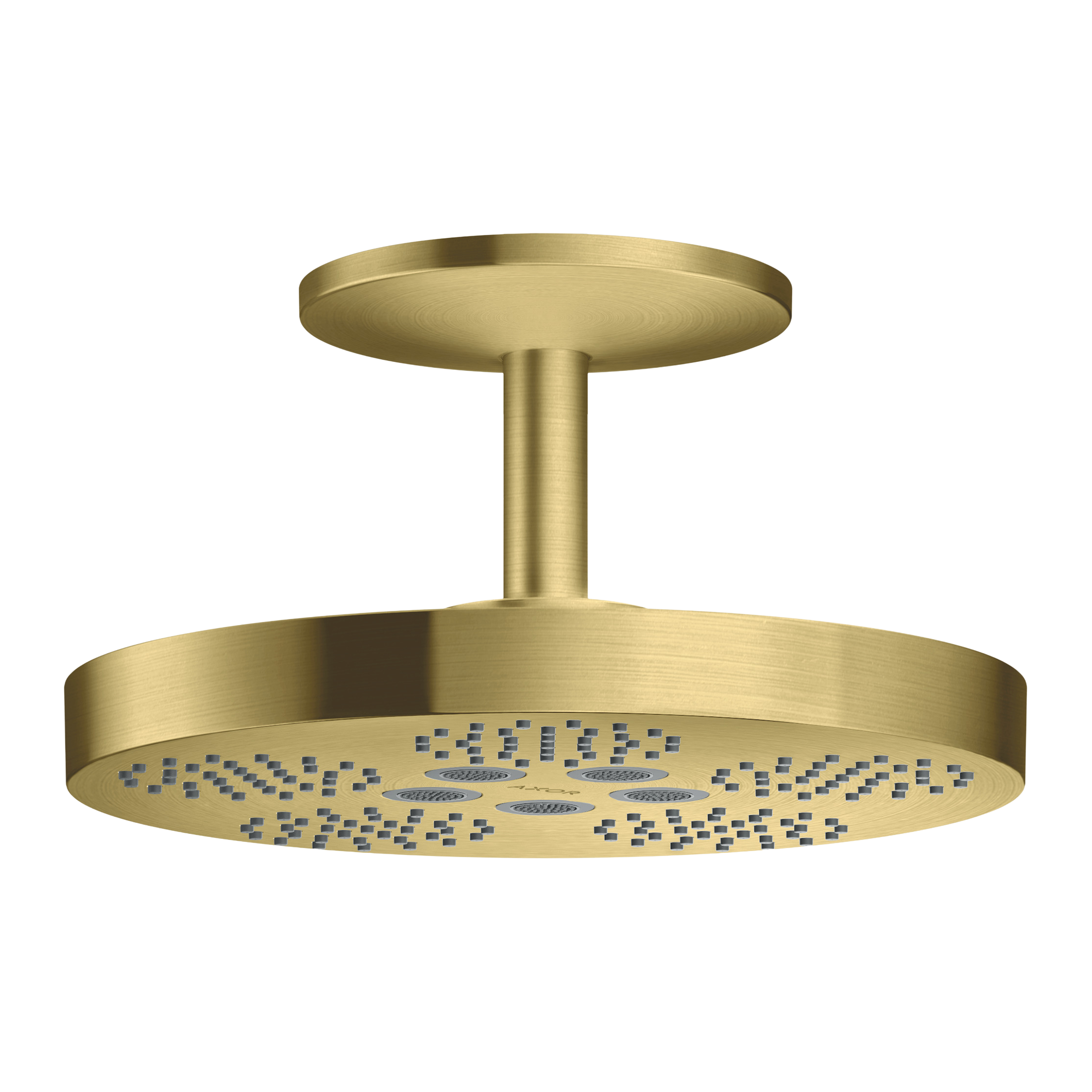 AXOR One Overhead Shower 280 2jet with Ceiling Connection from Brandt in Brushed Brass finish