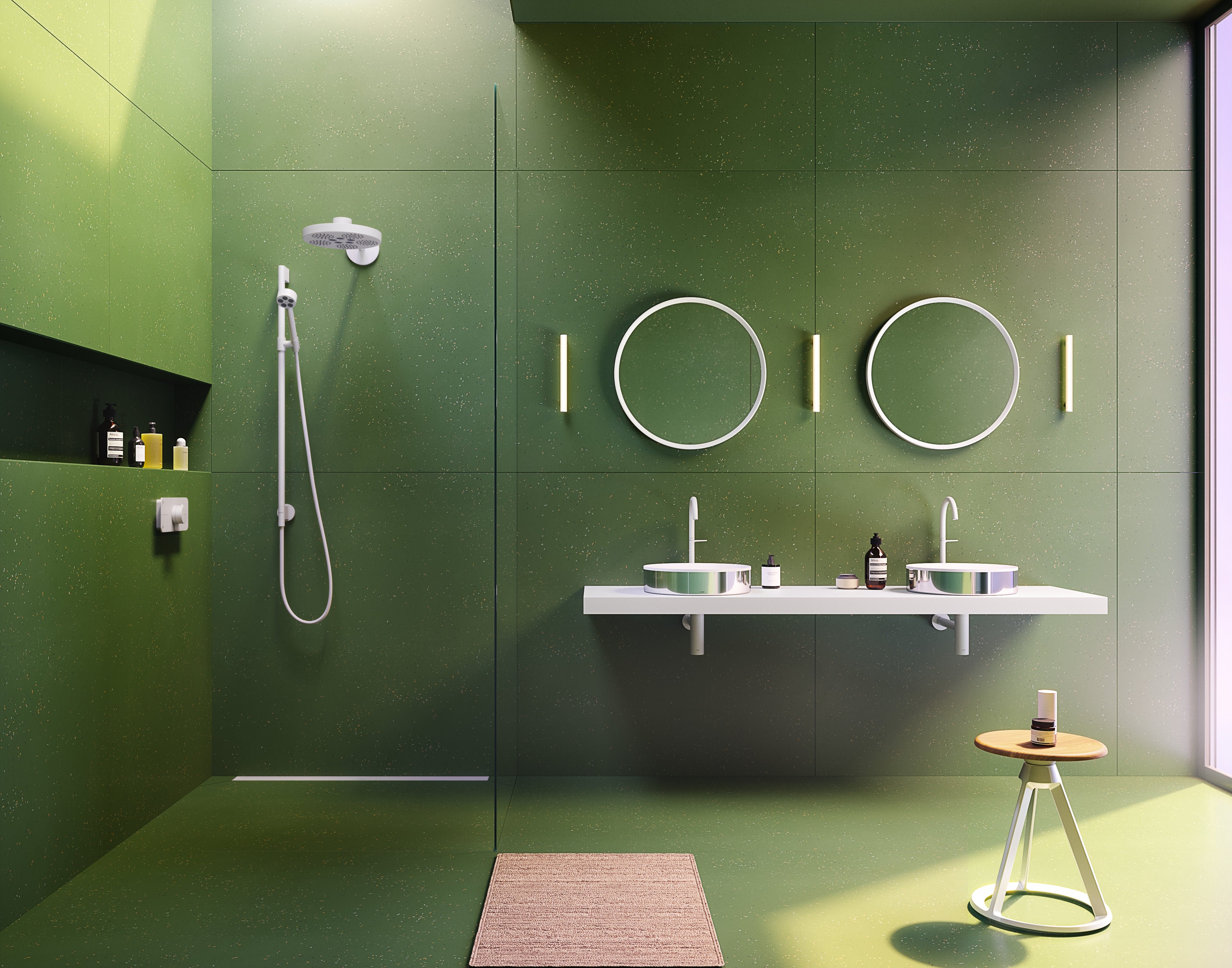 AXOR One Shower Set 75 1jet EcoSmart with Wall Connection from Brandt in Matt White finish