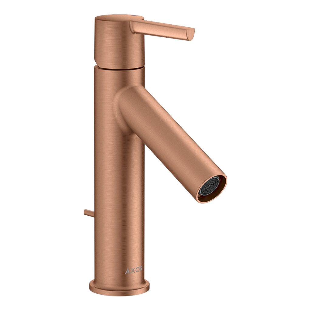 AXOR Starck Single Lever Handle Basin Mixer Faucet 100 with Pop-Up Waste Set from Brandt in Brushed Red Gold finish