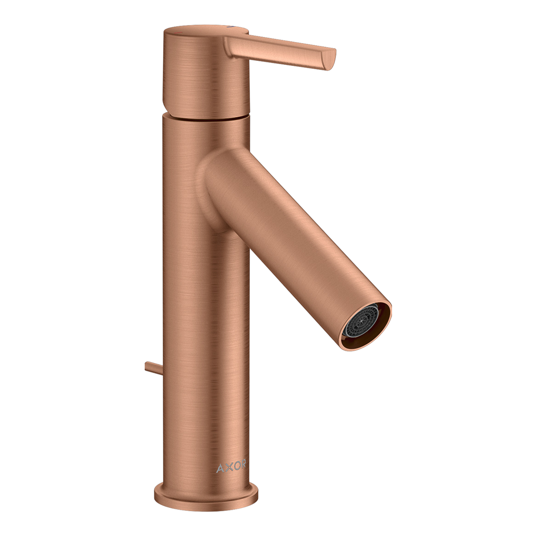 AXOR Starck Single Lever Handle Basin Mixer Faucet 100 with Pop-Up Waste Set from Brandt in Brushed Red Gold finish