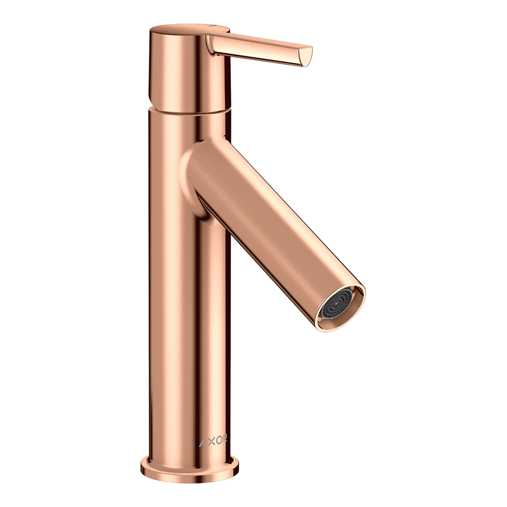 AXOR Starck Single Lever Handle Basin Mixer Faucet 100 with Open Waste Set from Brandt in Polished Red Gold finish