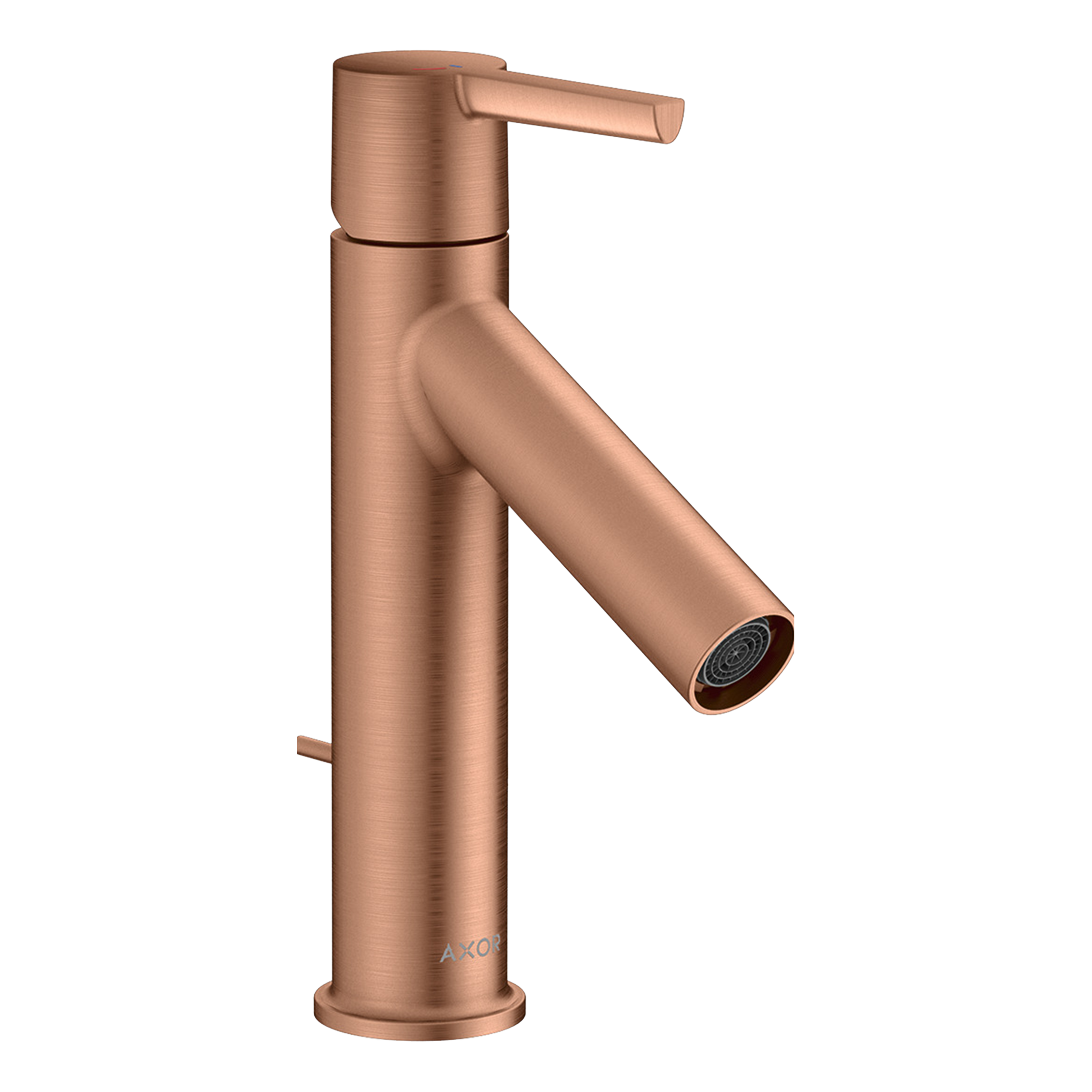 AXOR Starck Single Lever Handle Basin Mixer Faucet 100 with CoolStart and Pop-Up Waste Set from Brandt in Brushed Red Gold finish
