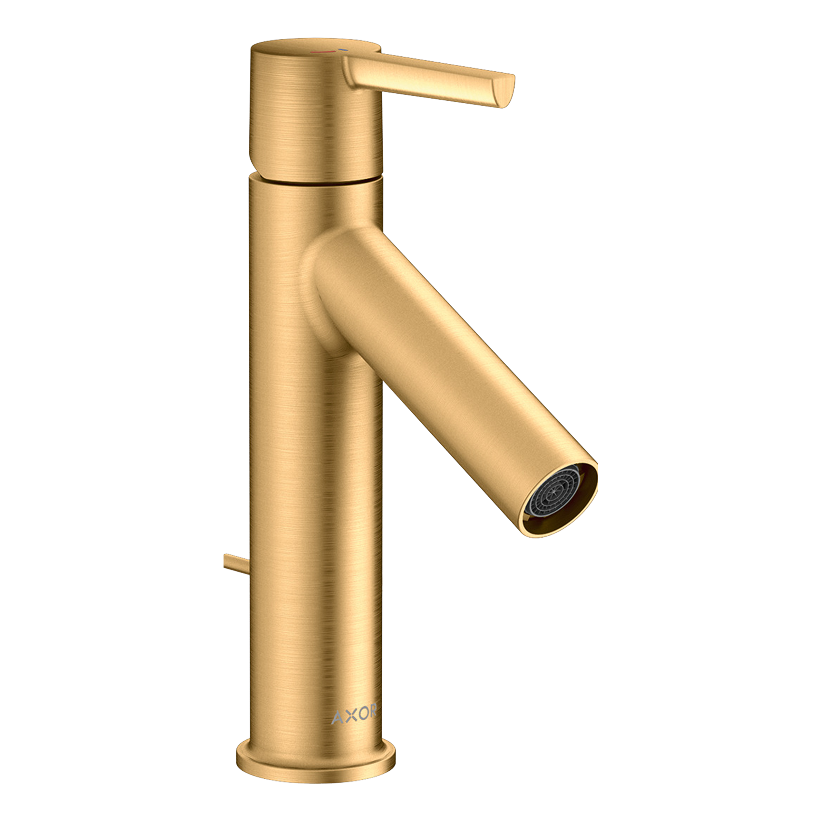 AXOR Starck Single Lever Handle Basin Mixer Faucet 100 with CoolStart and Pop-Up Waste Set from Brandt in Brushed Brass finish