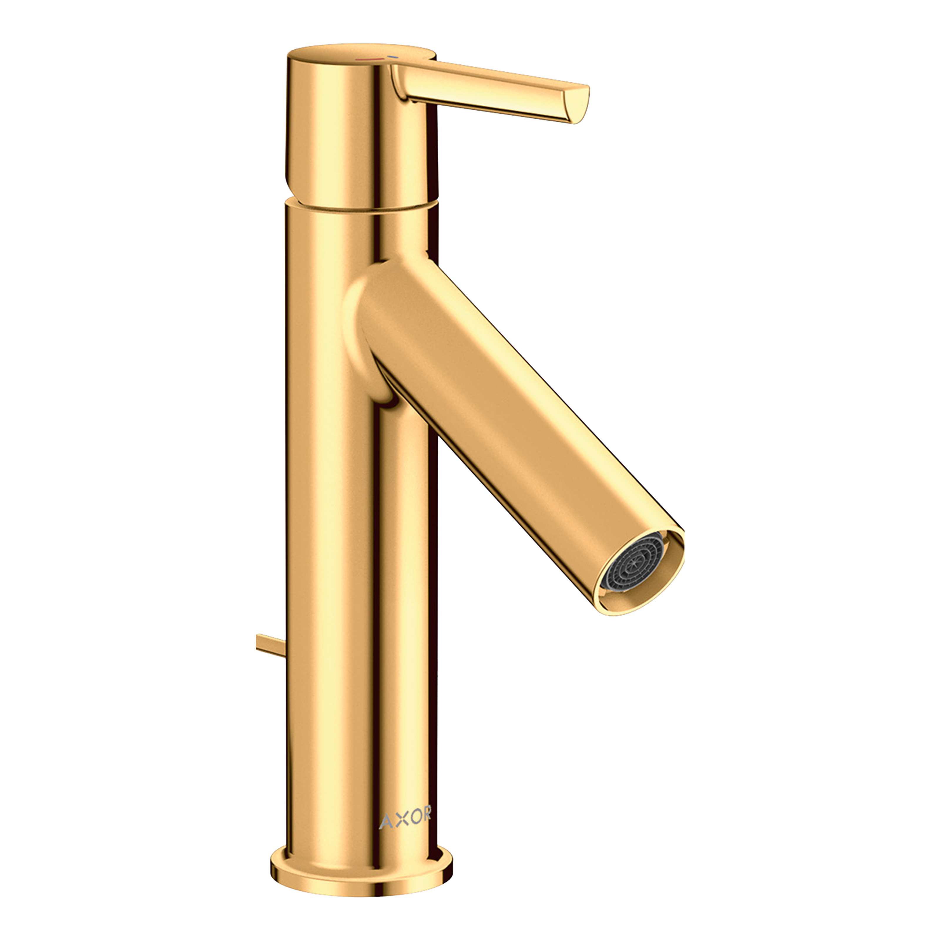 AXOR Starck Single Lever Handle Basin Mixer Faucet 100 with CoolStart and Pop-Up Waste Set from Brandt in Polished Gold Optic finish